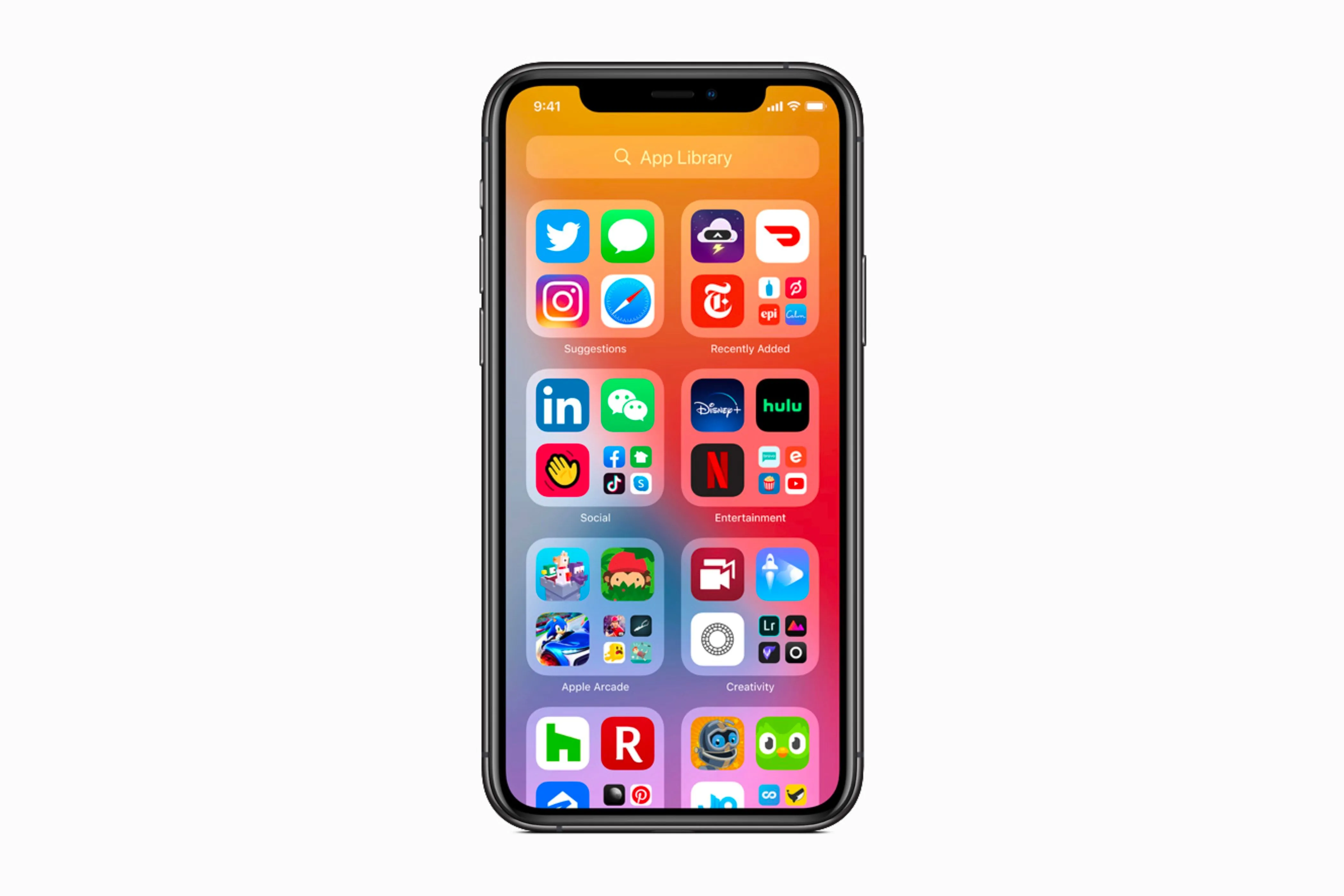 Thư viện ứng dụng đang hiển thị trên iPhone chạy iOS 14.