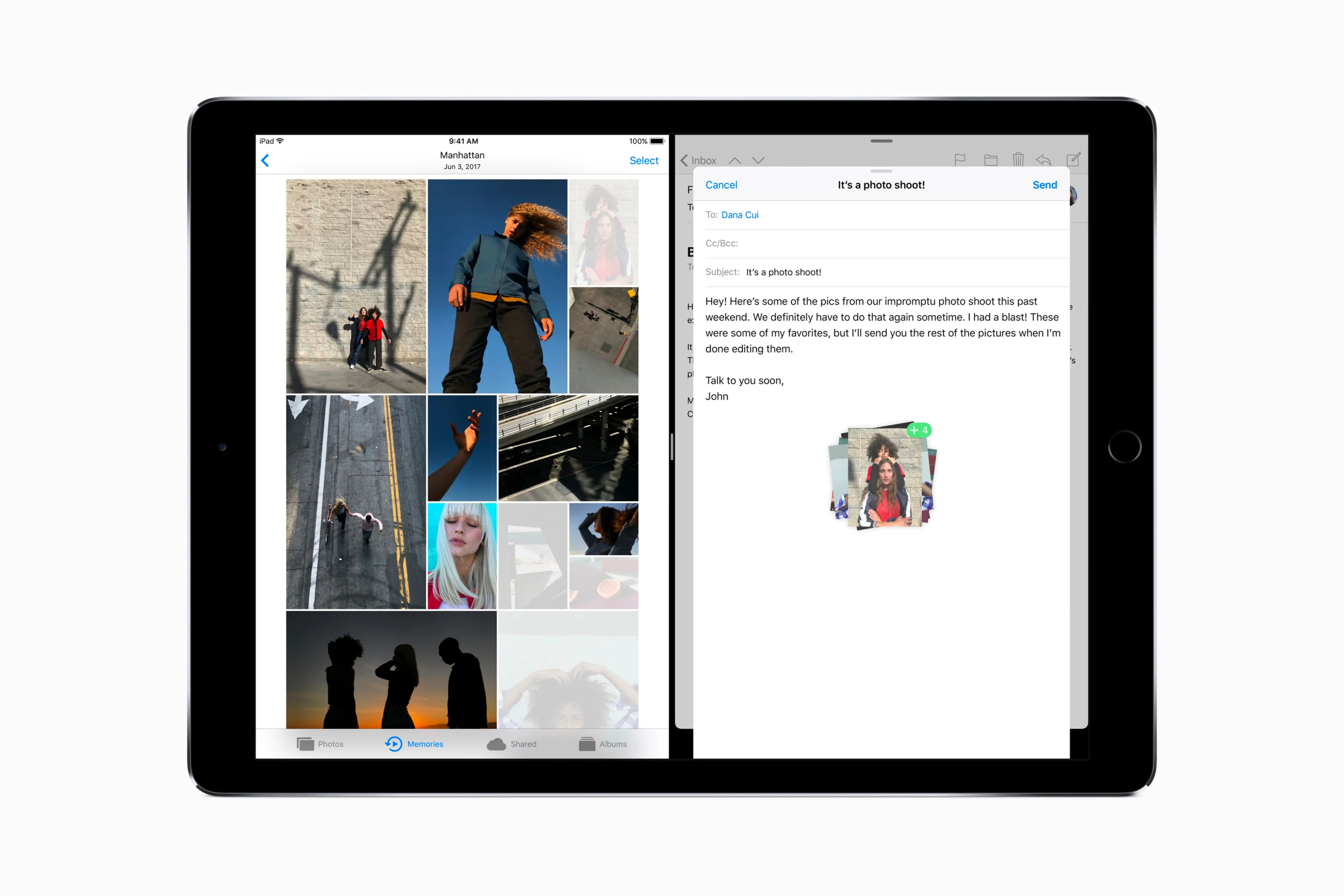 Tính năng kéo và thả được trình diễn trên iPad chạy iOS 11.