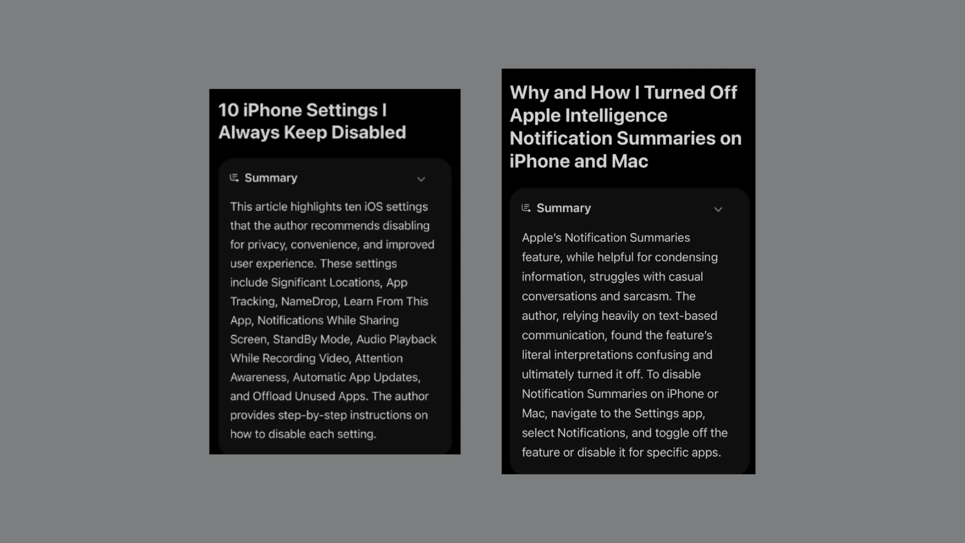Tính năng Webpage Summaries hoạt động trên các bài viết khách quan
