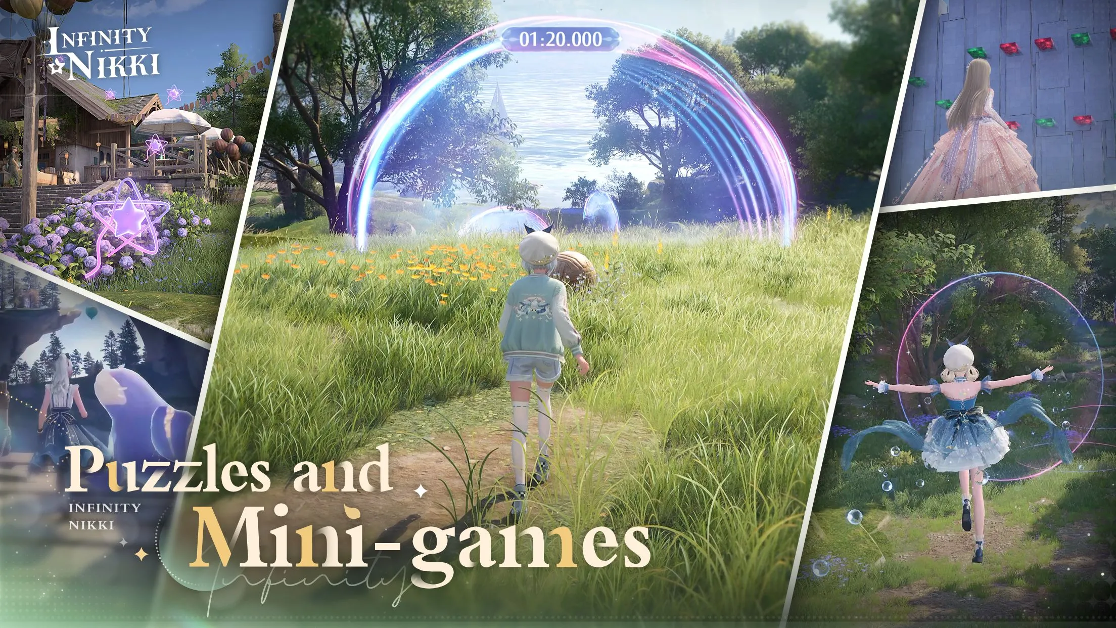 Toàn cảnh một khu vực của thế giới Miraland trong Infinity Nikki với kiến trúc độc đáo