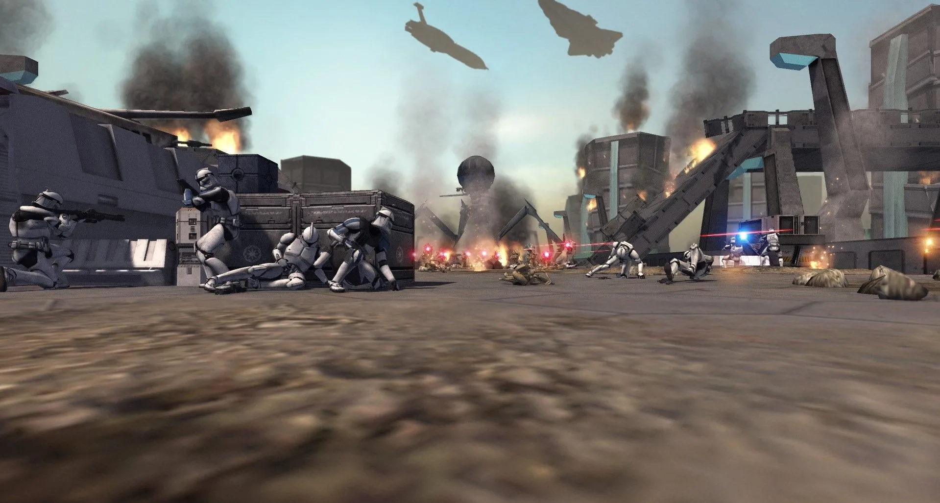 Trận chiến khốc liệt trong mod Star Wars - Galaxy at War của Men at War: Assault Squad 2, tái hiện quy mô quân đội.