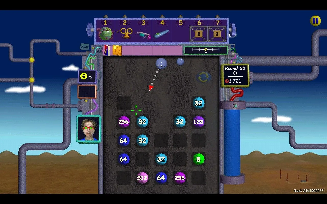 Bảng chơi plinko đầy màu sắc trong game Nubby's Number Factory với các chốt số và quả bóng Nubby