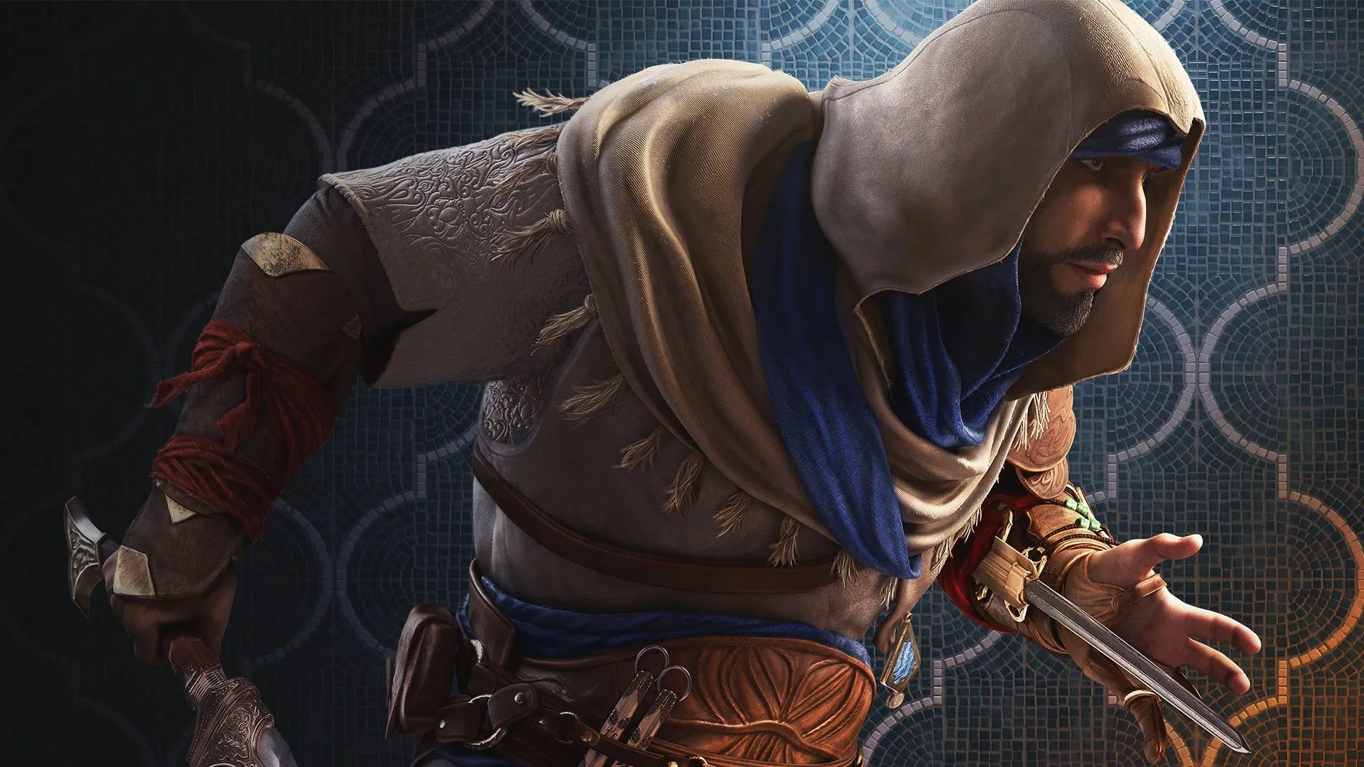 Basim đang thực hiện cú nhảy chết người trong Assassin's Creed Mirage trên những mái nhà Baghdad nhộn nhịp