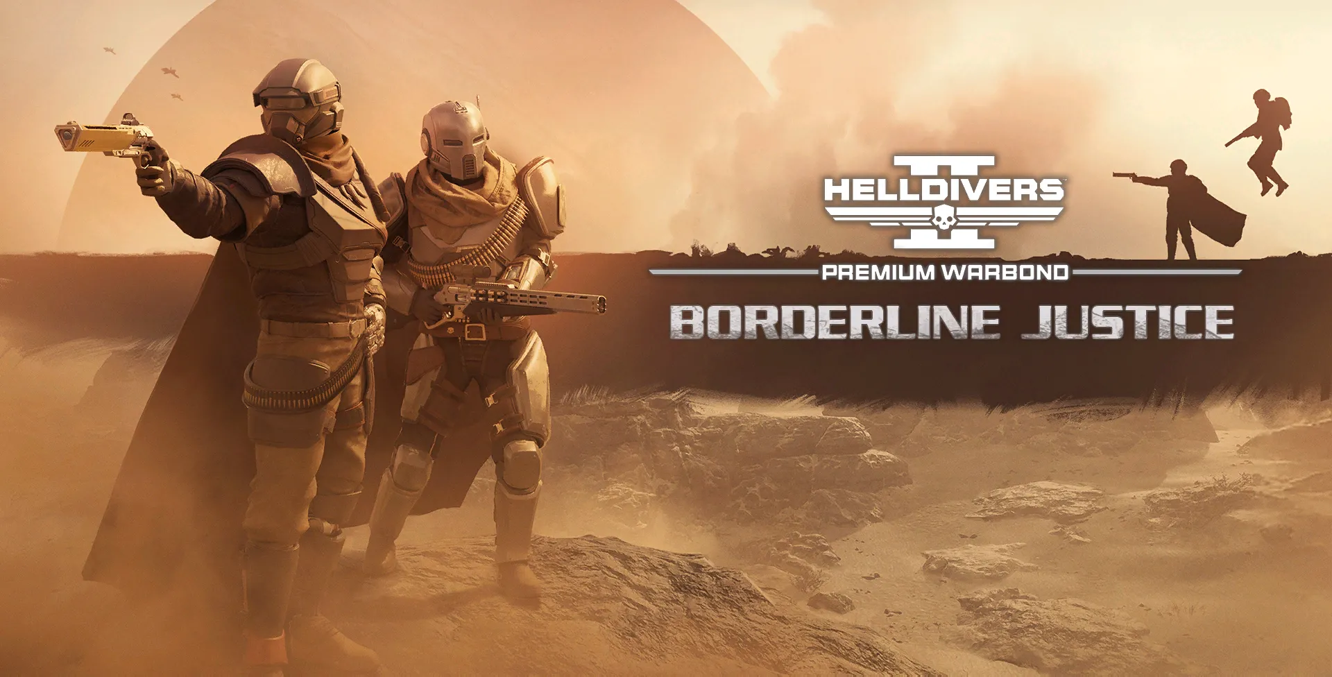 Bìa Warbond Borderline Justice trong Helldivers 2, thiết kế theo chủ đề cao bồi miền viễn Tây.