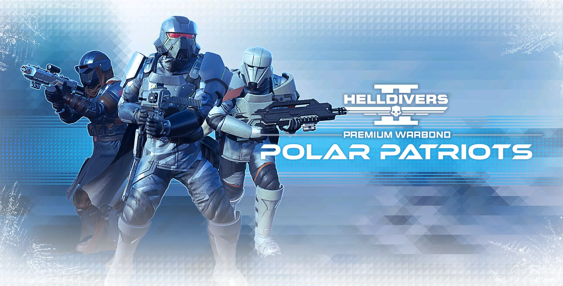 Bìa Warbond Polar Patriots trong Helldivers 2, giới thiệu các trang bị và áo giáp phù hợp với môi trường băng giá.