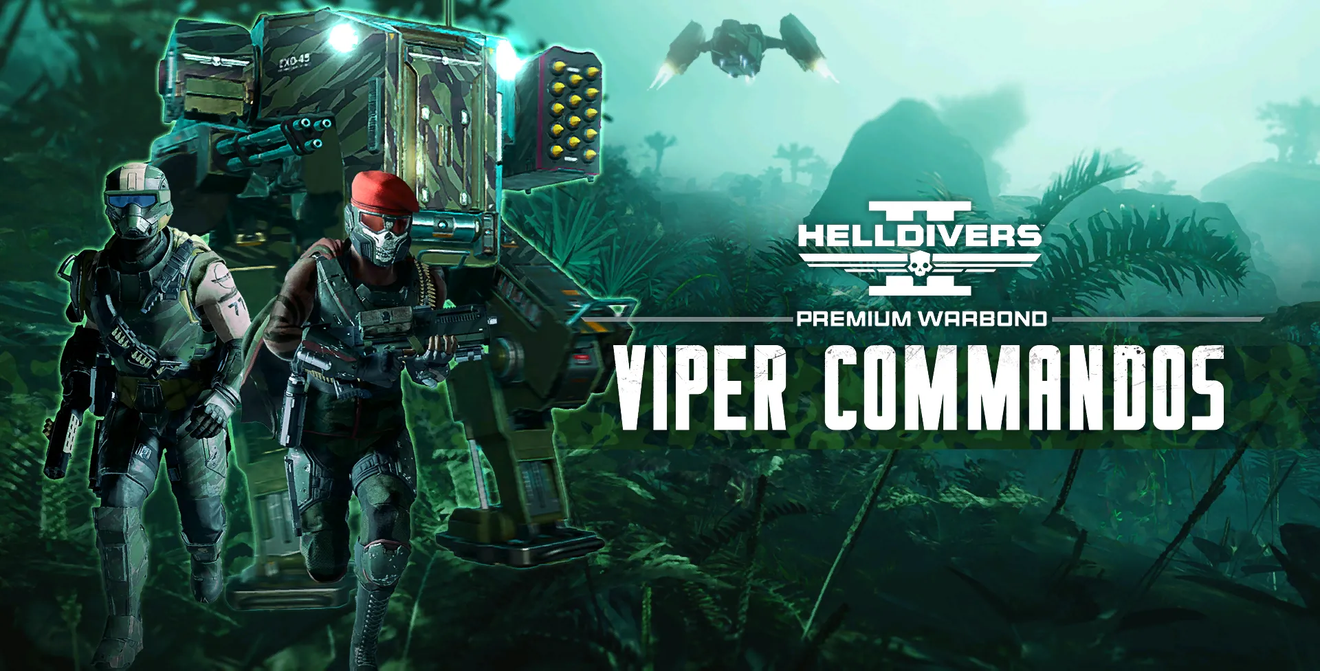 Bìa Warbond Viper Commandos trong Helldivers 2, giới thiệu các trang bị theo phong cách lính đặc nhiệm.