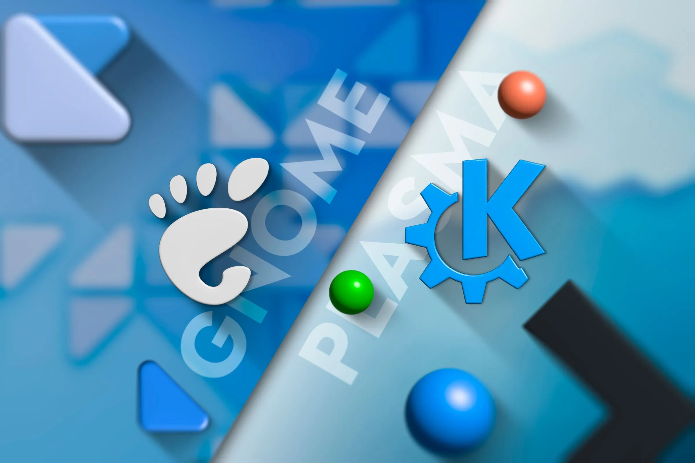 Biểu tượng GNOME và KDE Plasma, hai môi trường desktop phổ biến trên Linux, minh họa sự đa dạng lựa chọn cho người dùng Wayland.