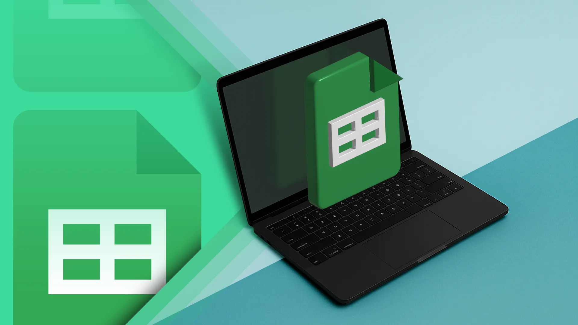 Biểu tượng Google Sheets xuất hiện từ màn hình laptop, minh họa quản lý dữ liệu