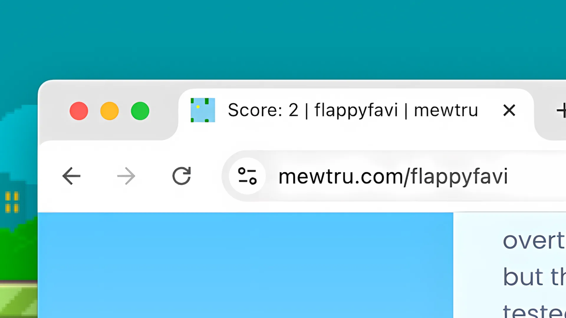 Biểu tượng trò chơi Flappy Bird trên icon tab của trình duyệt web.