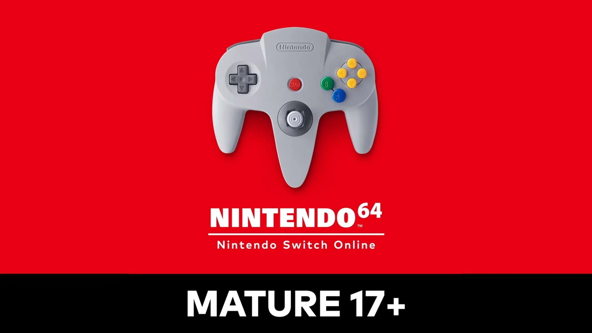 Biểu tượng ứng dụng giả lập Nintendo 64 Mature 17+ trong dịch vụ Nintendo Switch Online Expansion Pack, dành riêng cho các tựa game N64 có xếp hạng độ tuổi 17+.