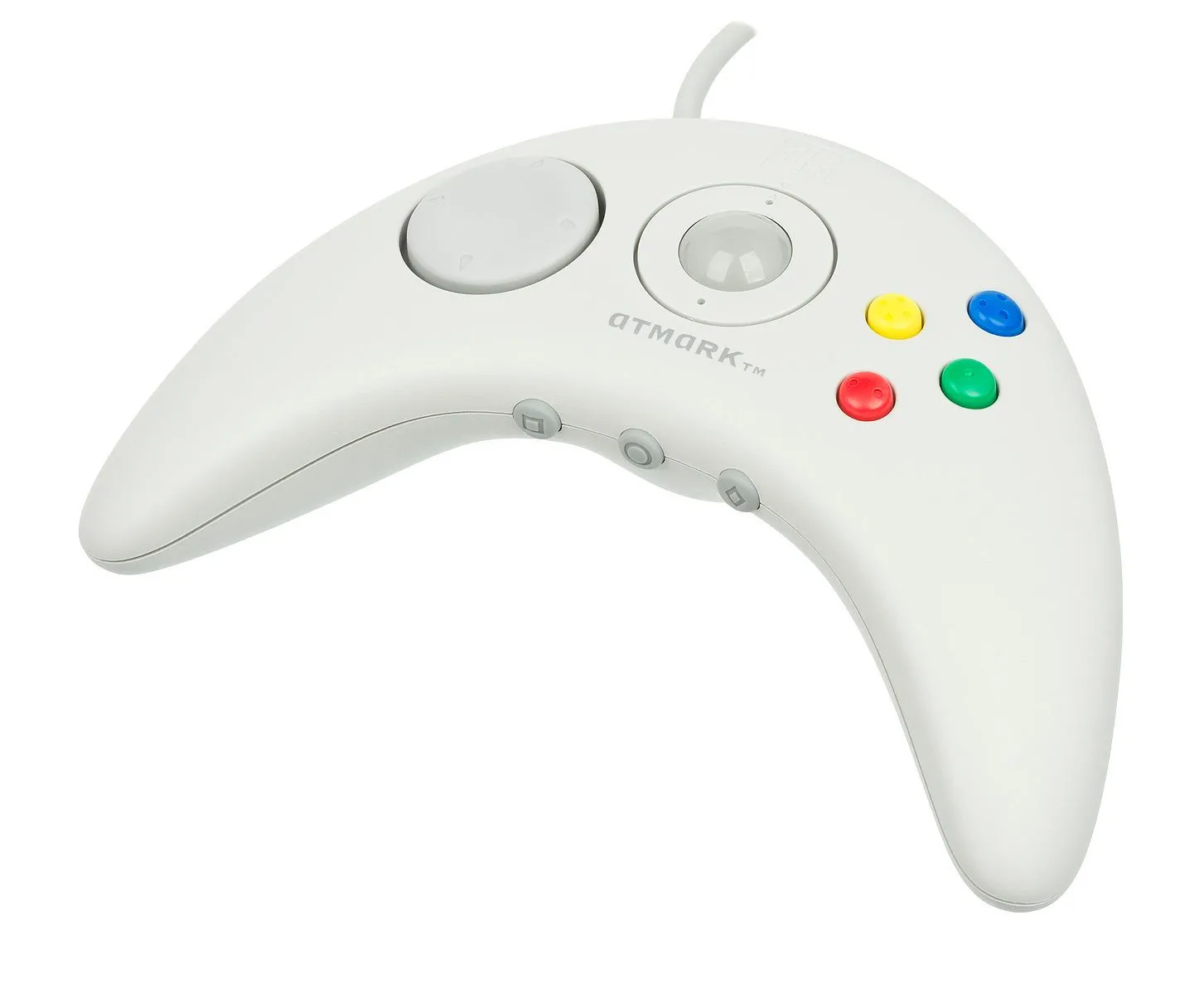 Bộ điều khiển Apple Bandai Pippin hình boomerang tích hợp trackball.
