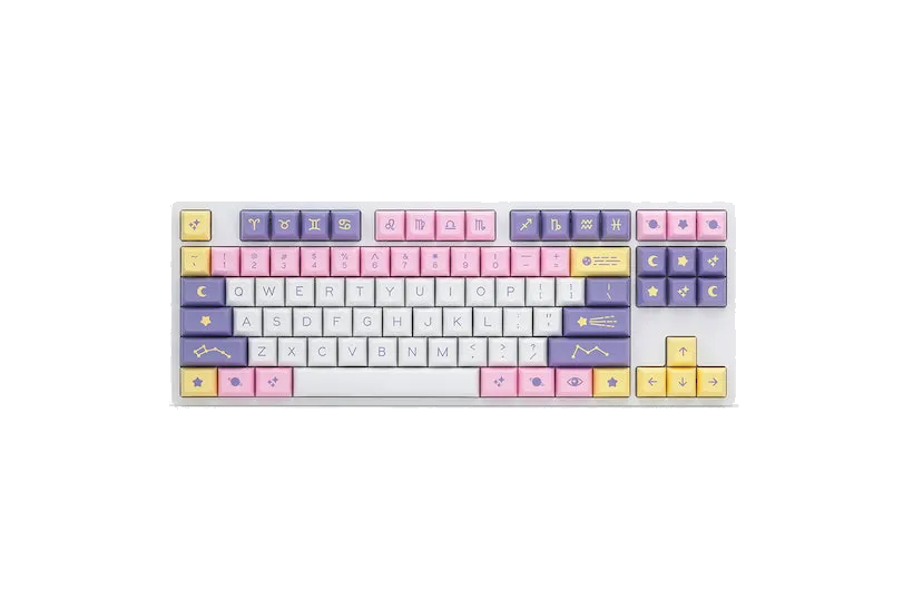 Bộ keycap Drop DSA Astrolokeys với màu pastel và chủ đề chiêm tinh đẹp mắt, phù hợp với bàn phím cơ.