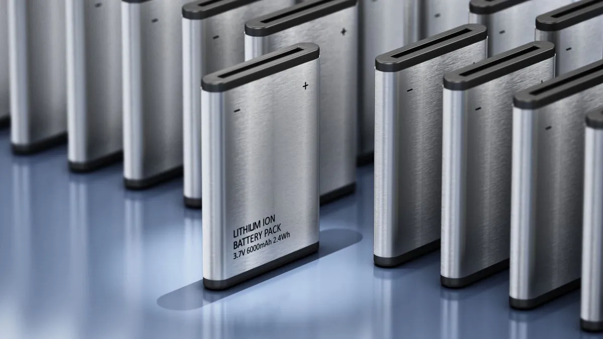 Bộ pin lithium-ion, đại diện cho công nghệ pin được sử dụng trong AirPods và các thiết bị điện tử, minh họa lý do tuổi thọ pin giảm dần theo thời gian.