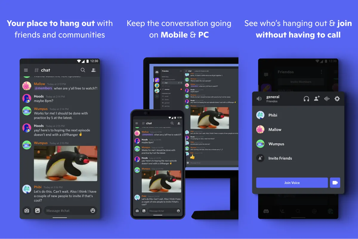 Các ảnh chụp màn hình minh họa tính năng tùy chỉnh của Discord với emoji độc đáo và sticker cá nhân hóa, làm cho không gian giao tiếp gia đình trở nên sinh động và riêng tư hơn.
