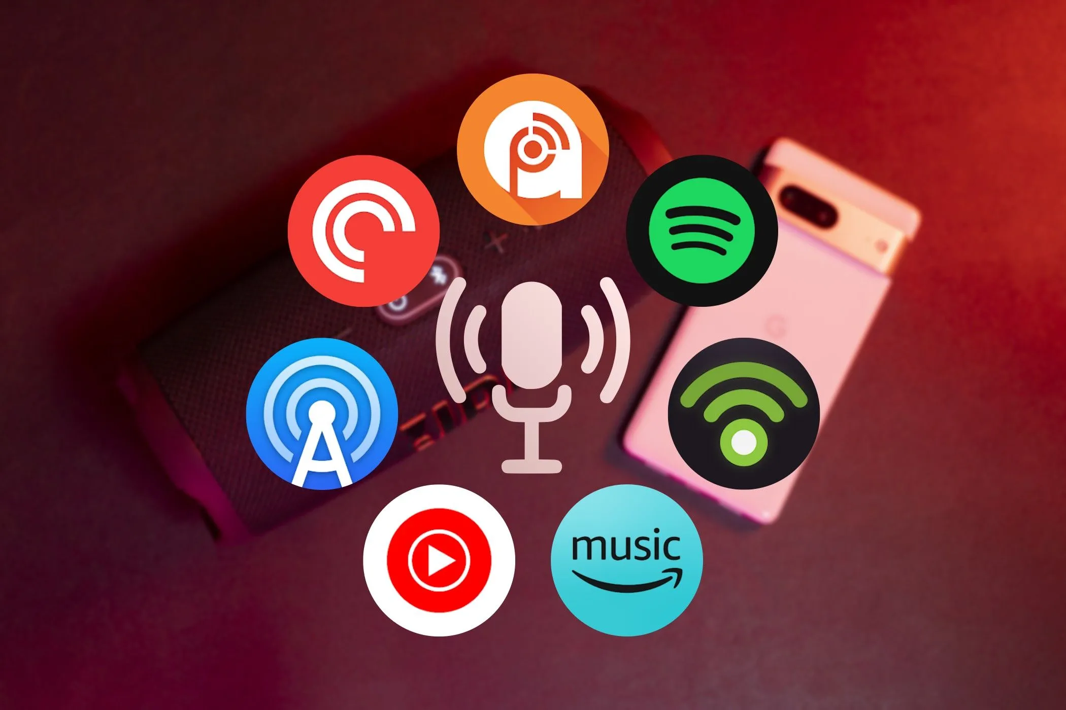 Các biểu tượng ứng dụng podcast trên Android, minh họa cho AntennaPod.