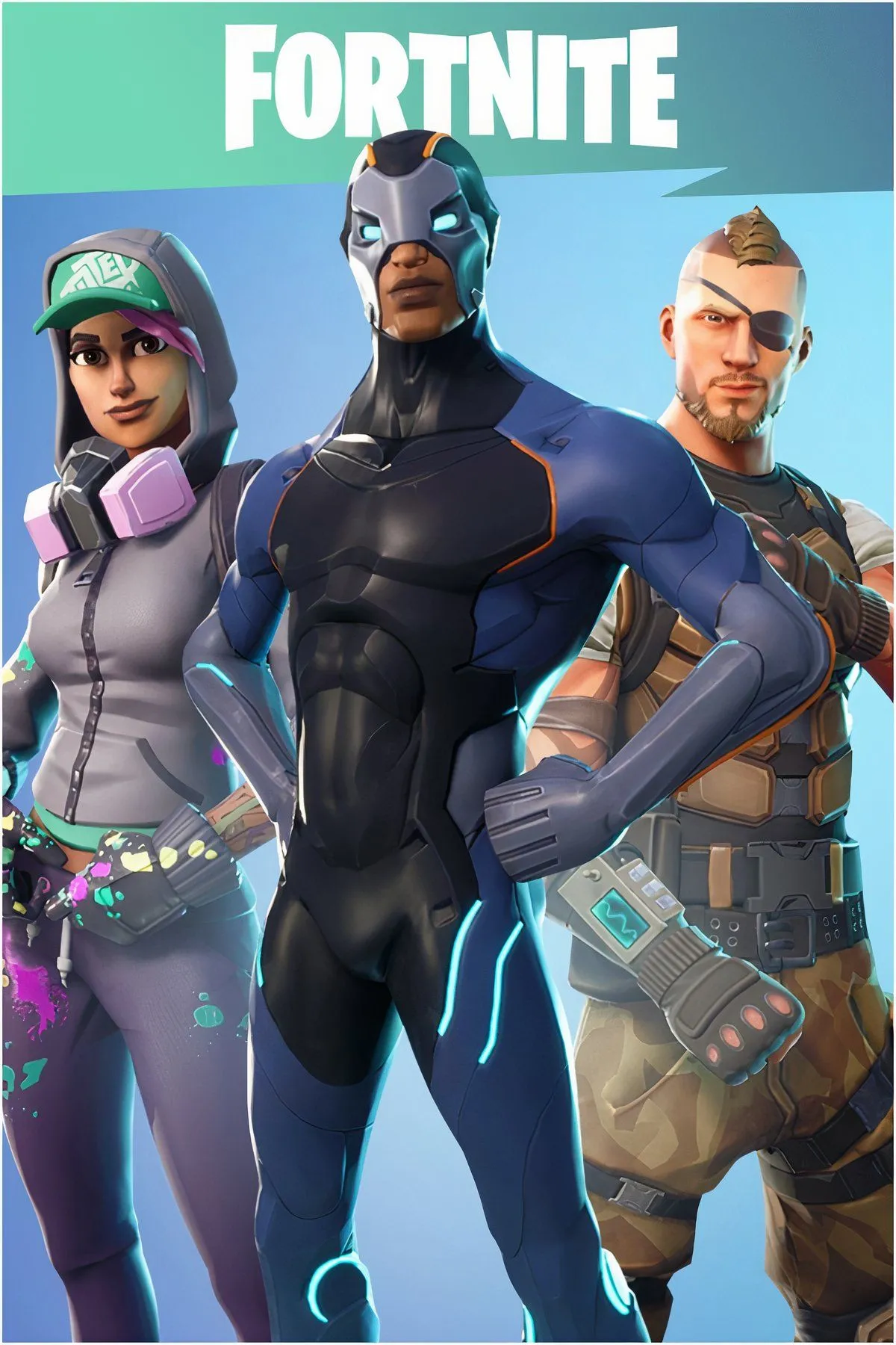 Các nhân vật trong Fortnite nhảy múa và tương tác trong một không gian mở, thể hiện sự đa dạng của các chế độ chơi.