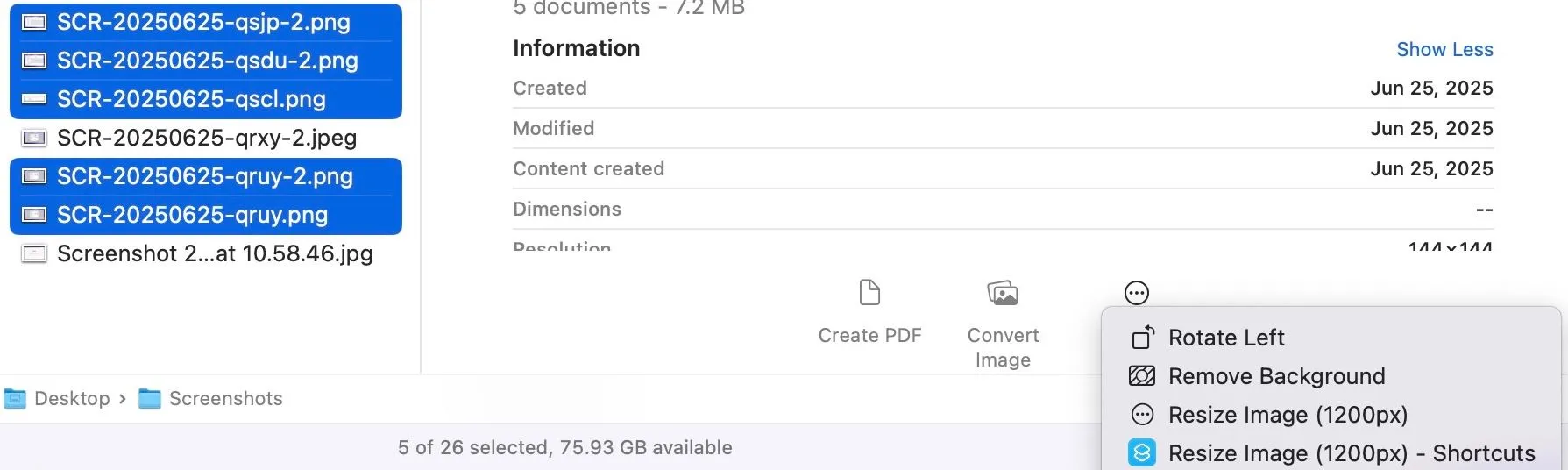 Các tùy chọn Quick Actions hiển thị trực tiếp trong ngăn Xem trước của Finder trên macOS.