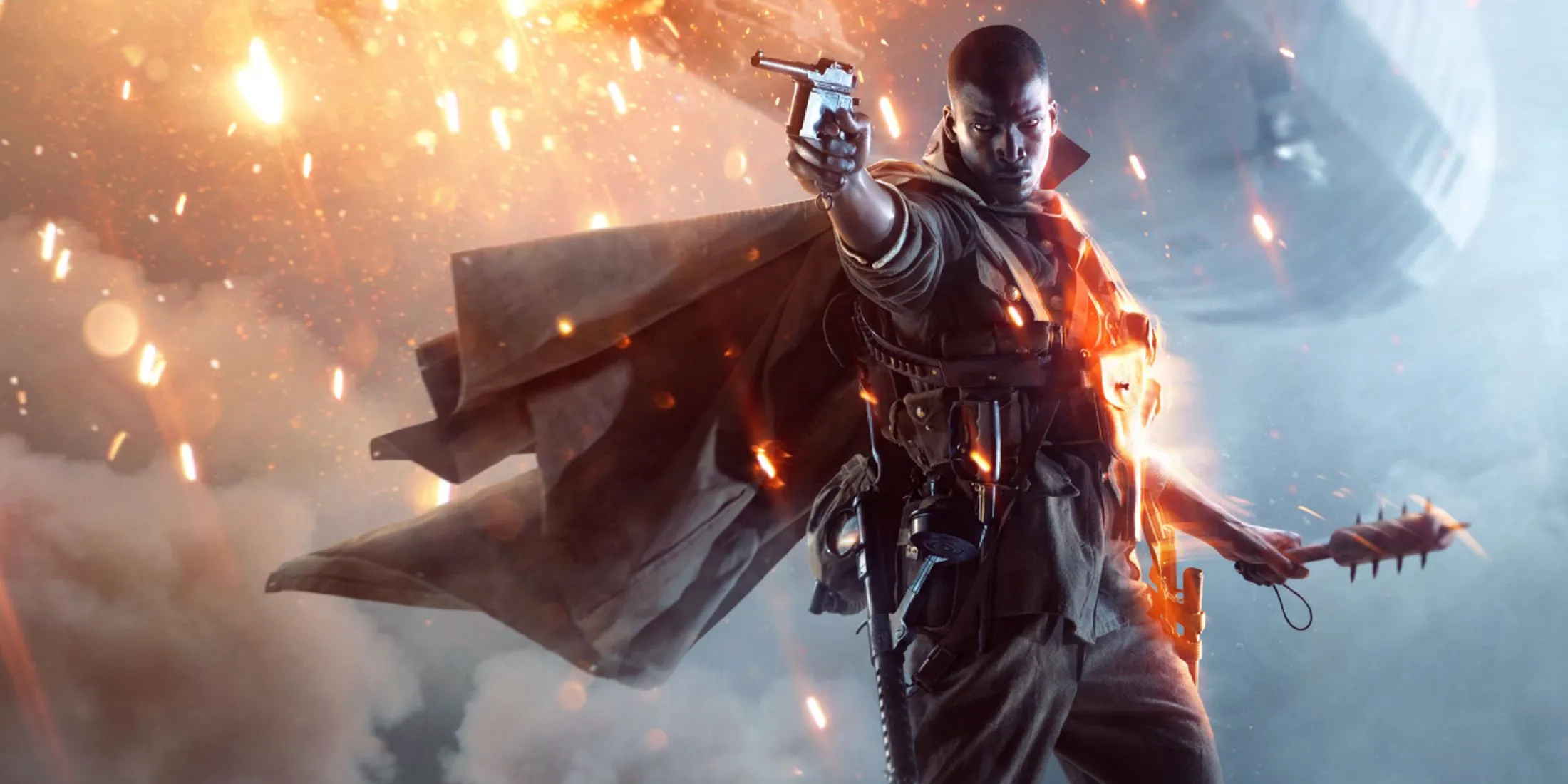Cảnh một chiếc khinh khí cầu khổng lồ trong trận chiến Battlefield 1, thể hiện công nghệ chiến tranh thời Thế chiến I
