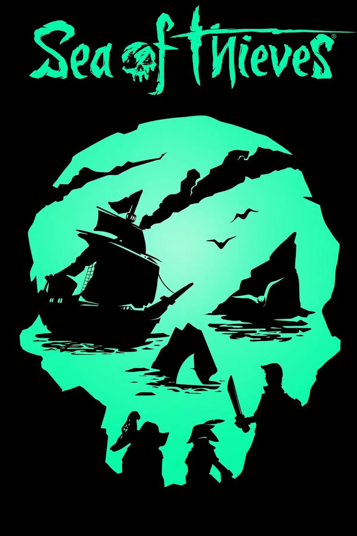 Cảnh tàu cướp biển Sea of Thieves giữa đại dương mênh mông, với các nhân vật chuẩn bị cho cuộc phiêu lưu