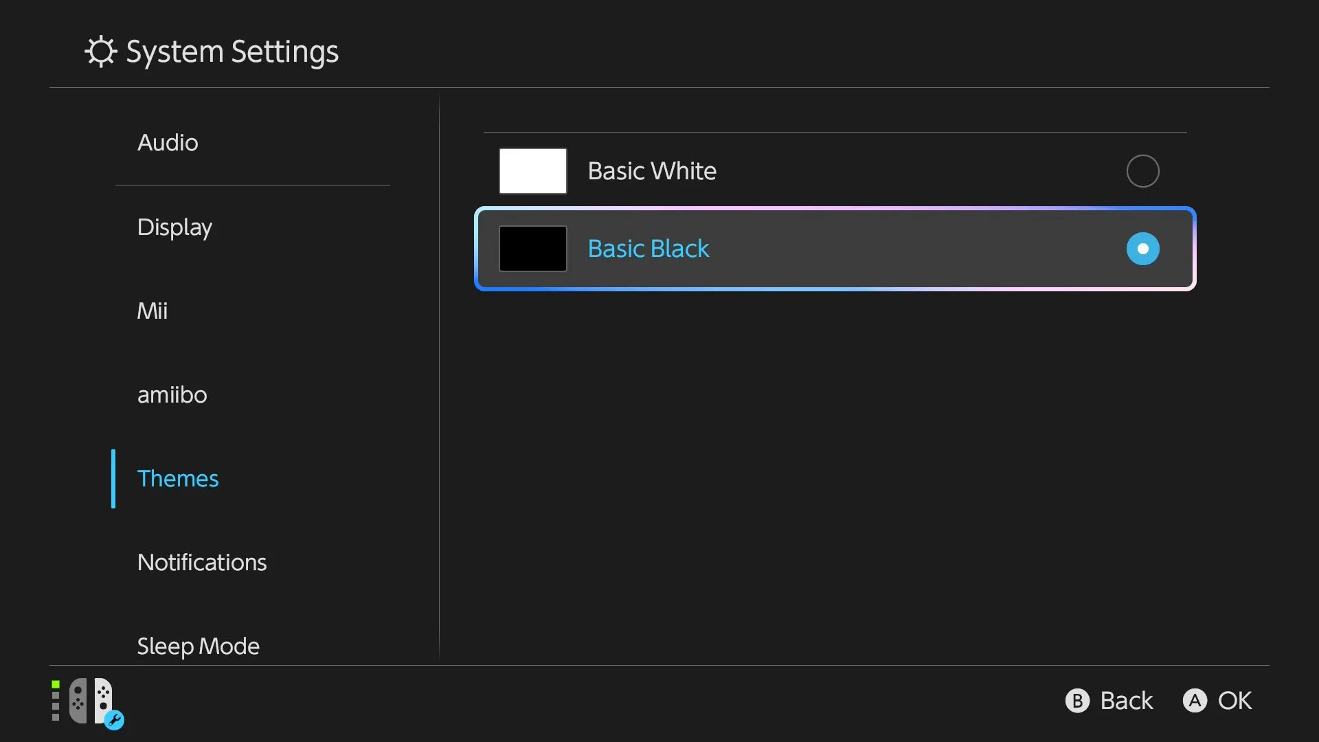Chọn chế độ giao diện tối (Dark Theme) trong cài đặt Chủ đề của Nintendo Switch 2