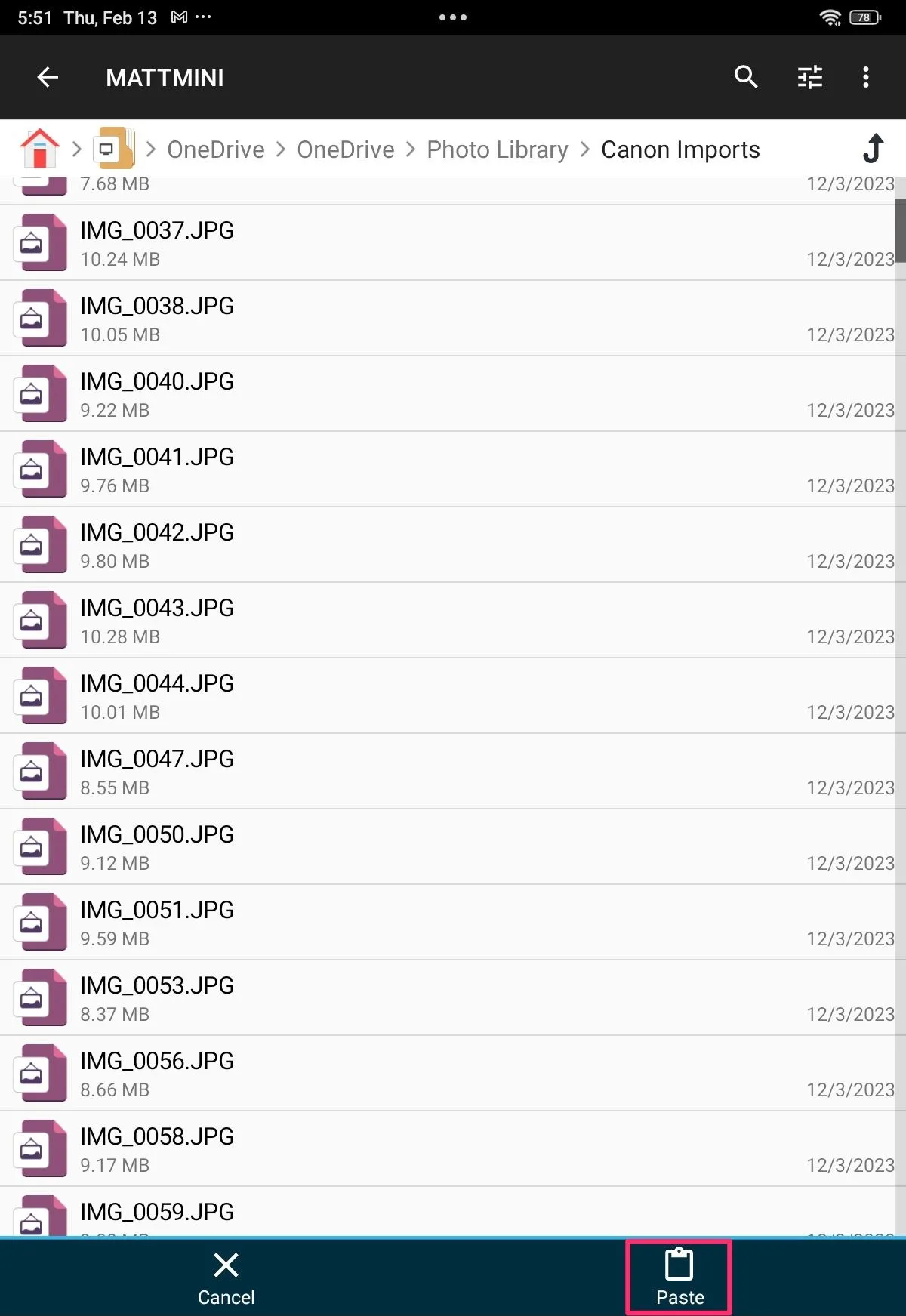 Dán các file đã sao chép từ Android vào thư mục chia sẻ trên máy Mac qua File Manager Plus