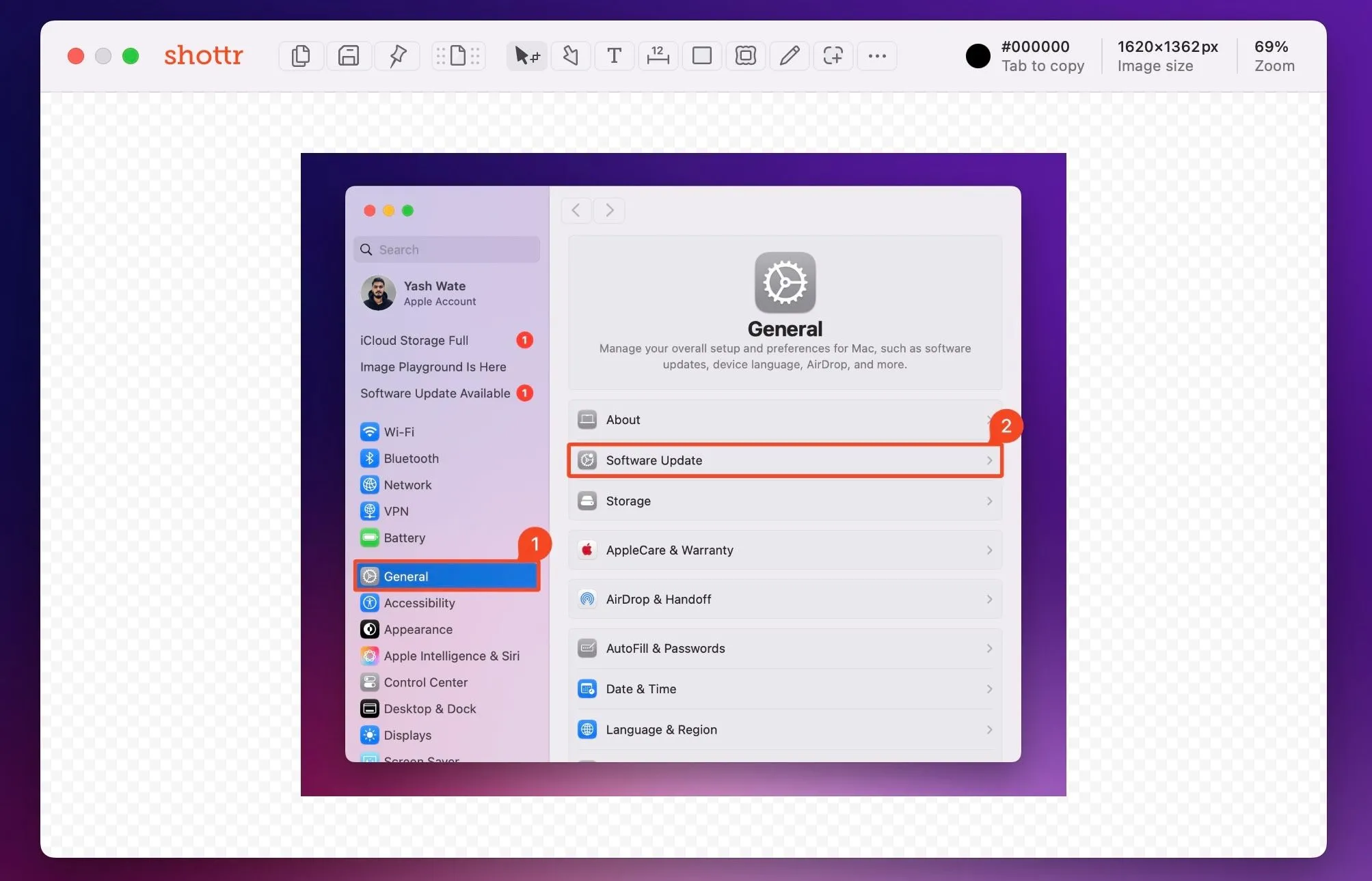 Đánh số các bước hướng dẫn trên ảnh chụp màn hình bằng công cụ Counter của Shottr