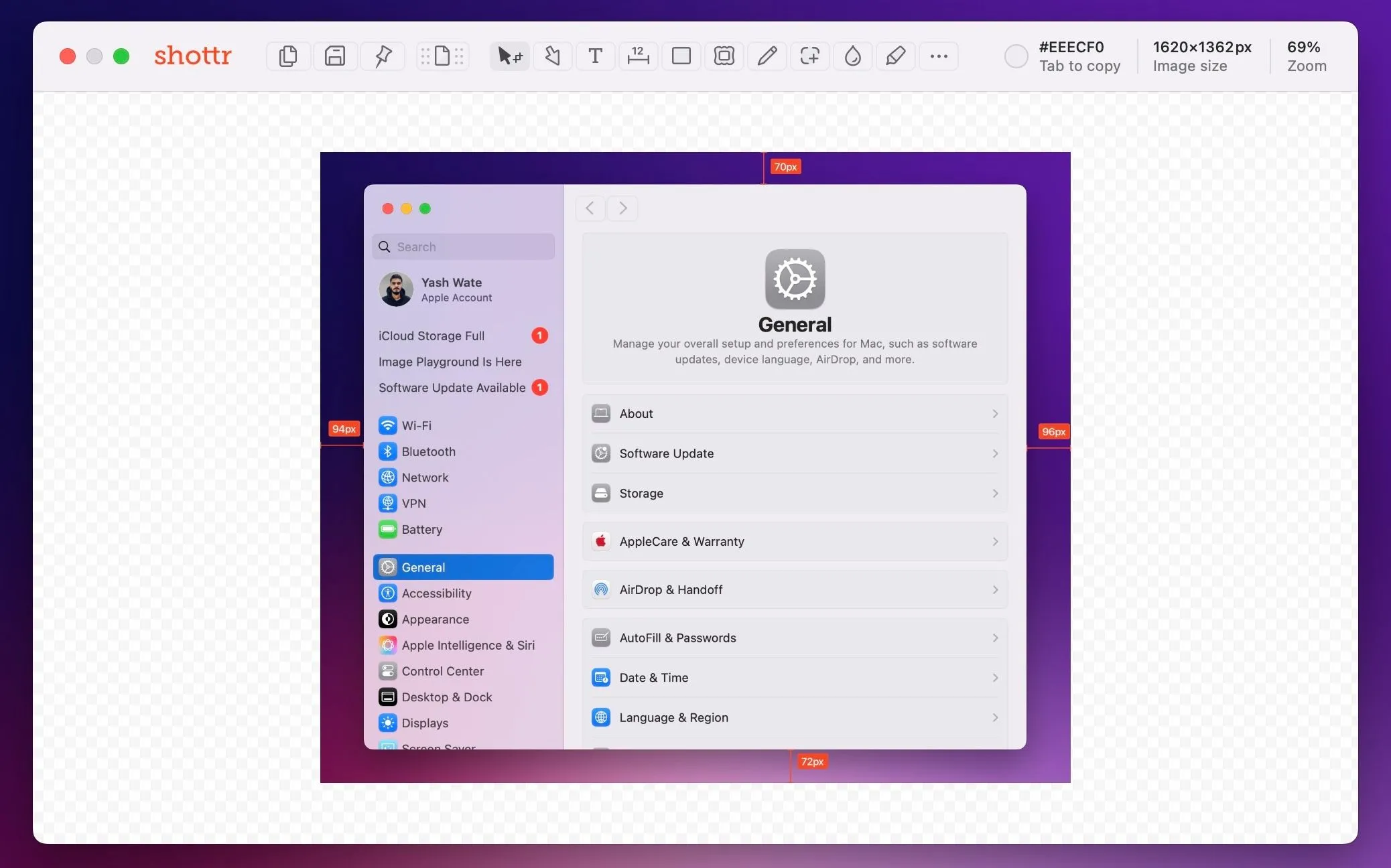 Đo khoảng cách và căn chỉnh trên ảnh chụp màn hình bằng công cụ Ruler của Shottr