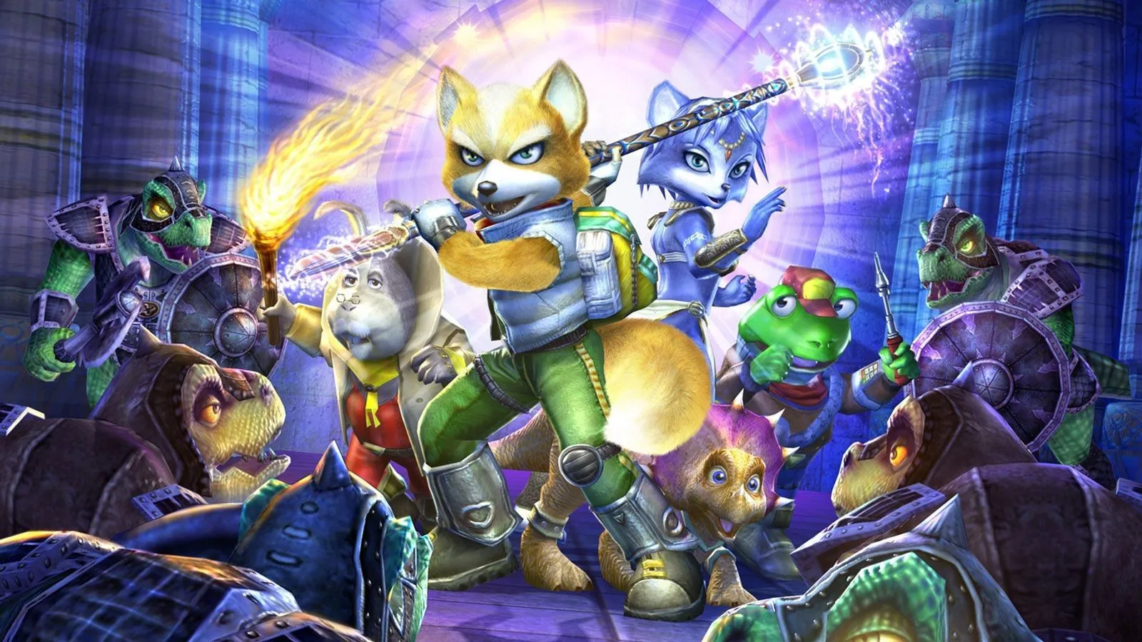 Fox McCloud trong trang phục phiêu lưu, sẵn sàng khám phá thế giới rộng lớn.