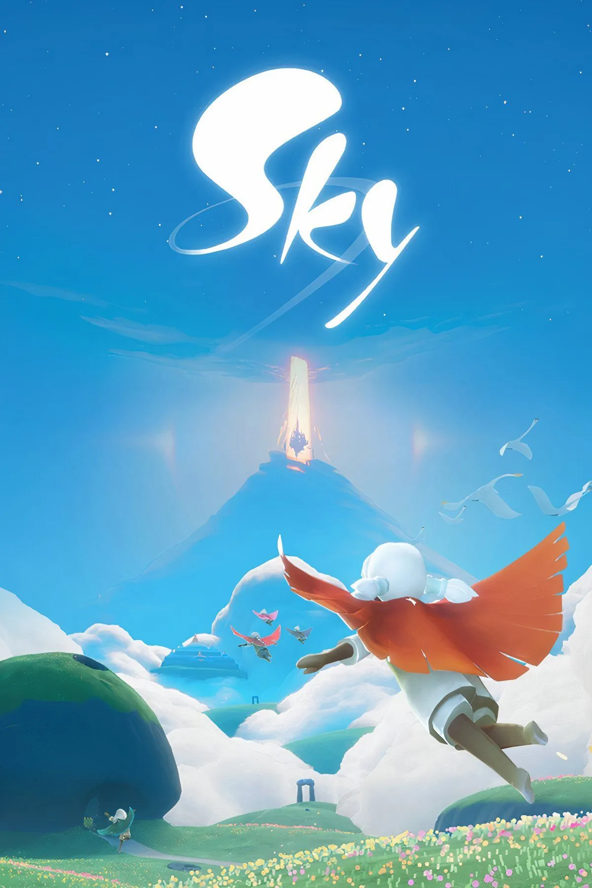 Game Sky Children of the Light trên Nintendo Switch với hình ảnh nhân vật bay giữa những hòn đảo trên trời