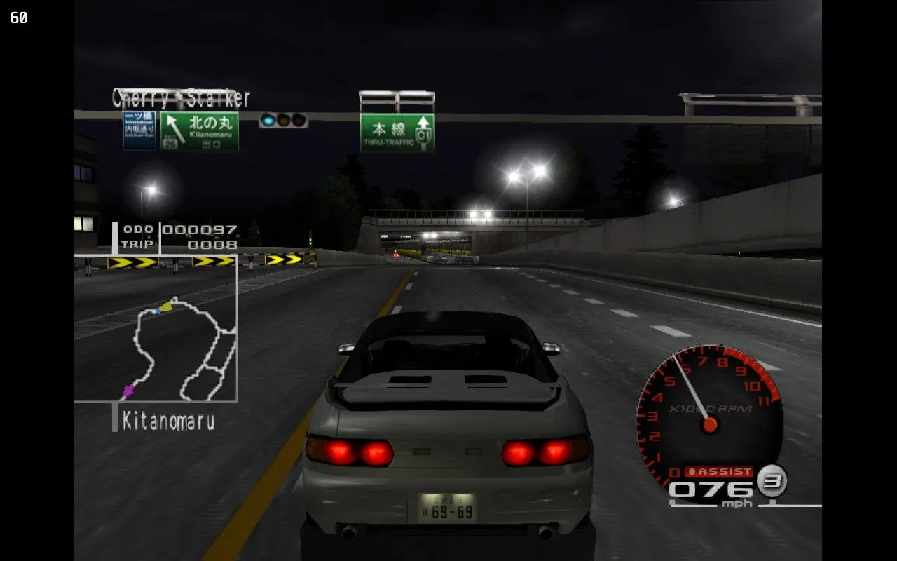 Game Tokyo Xtreme Racer Zero đang chạy mượt mà thông qua trình giả lập PCSX2 trên thiết bị Steam Deck, cho thấy khả năng nâng cao đồ họa của game PS2.