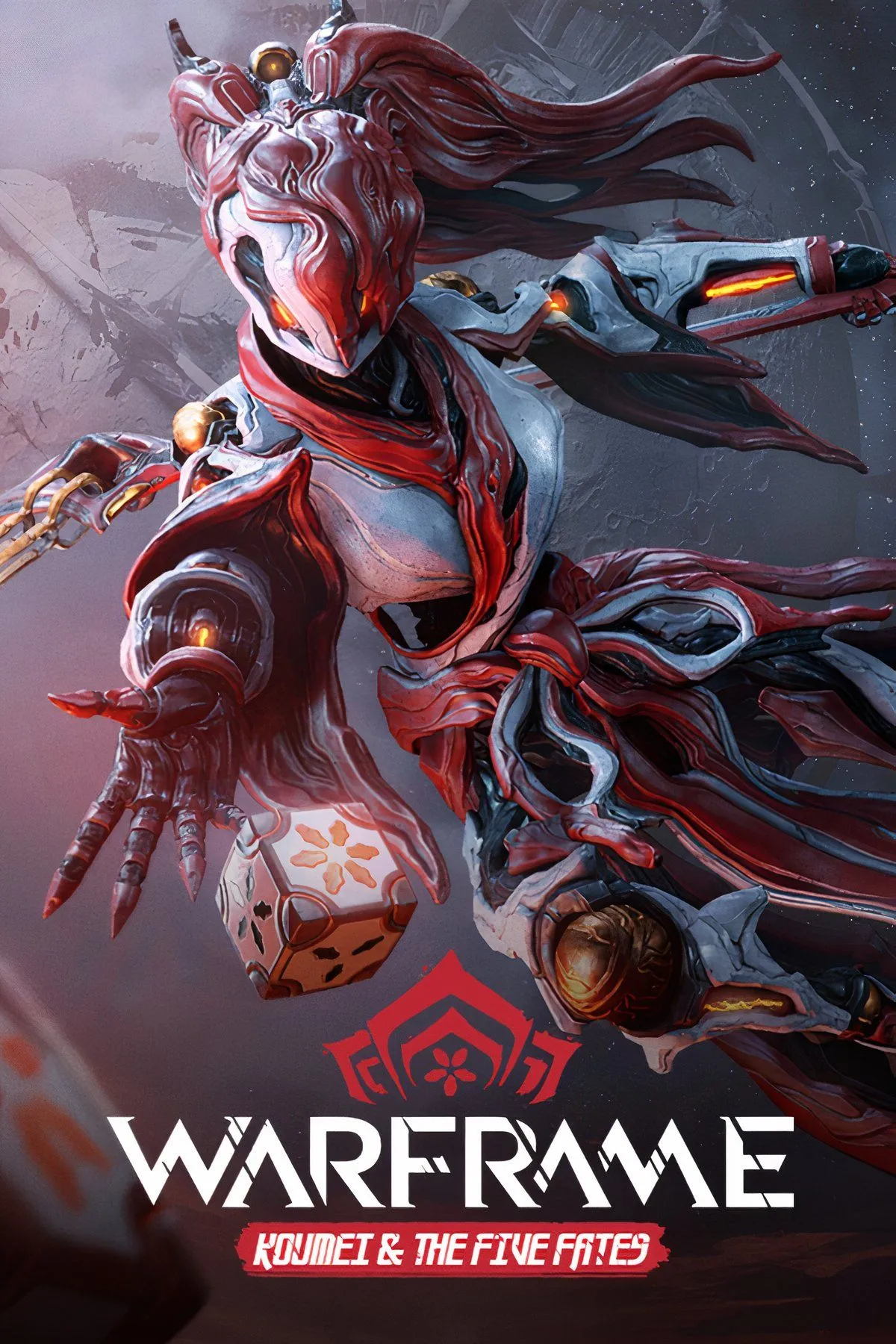 Game Warframe trên Nintendo Switch với nhân vật Warframe trong bộ giáp công nghệ cao đang chiến đấu