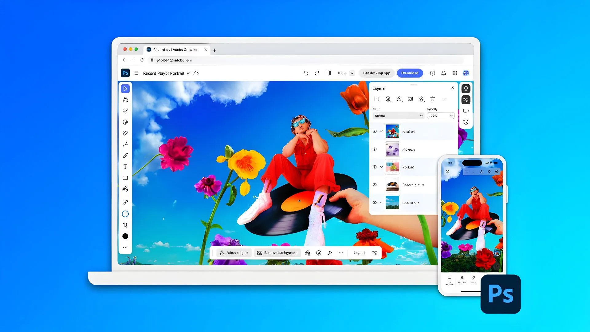 Giao diện Adobe Photoshop trên điện thoại