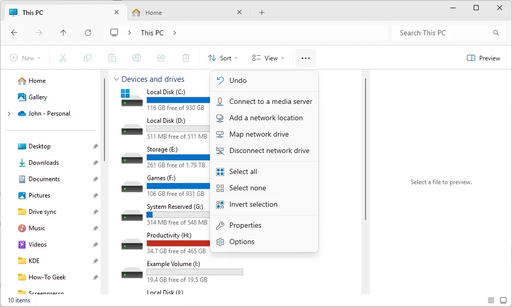 Giao diện File Explorer trên Windows 11 với tính năng tab giúp quản lý tệp tin hiệu quả hơn.