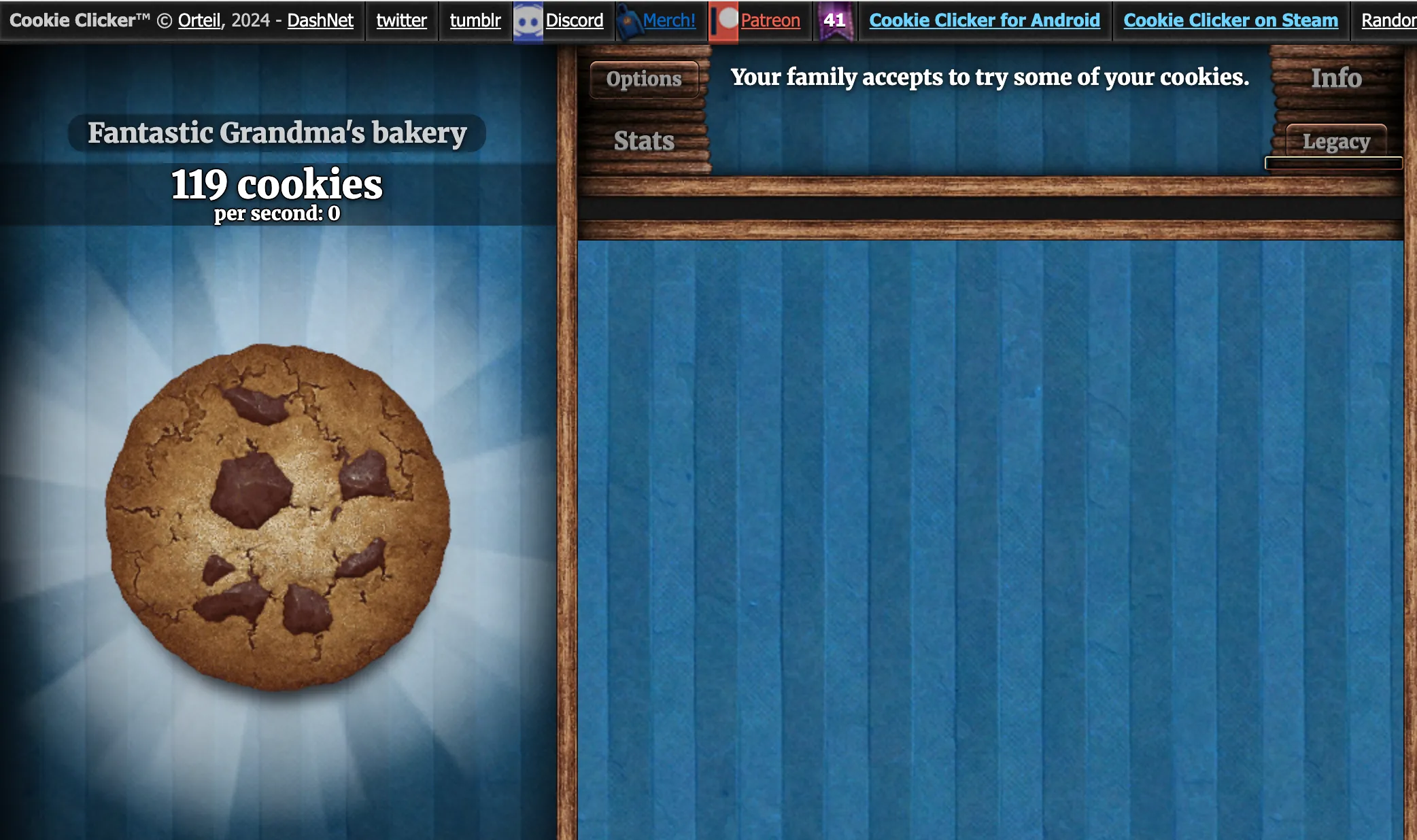 Giao diện game Cookie Clicker, trò chơi nhấp chuột gây nghiện