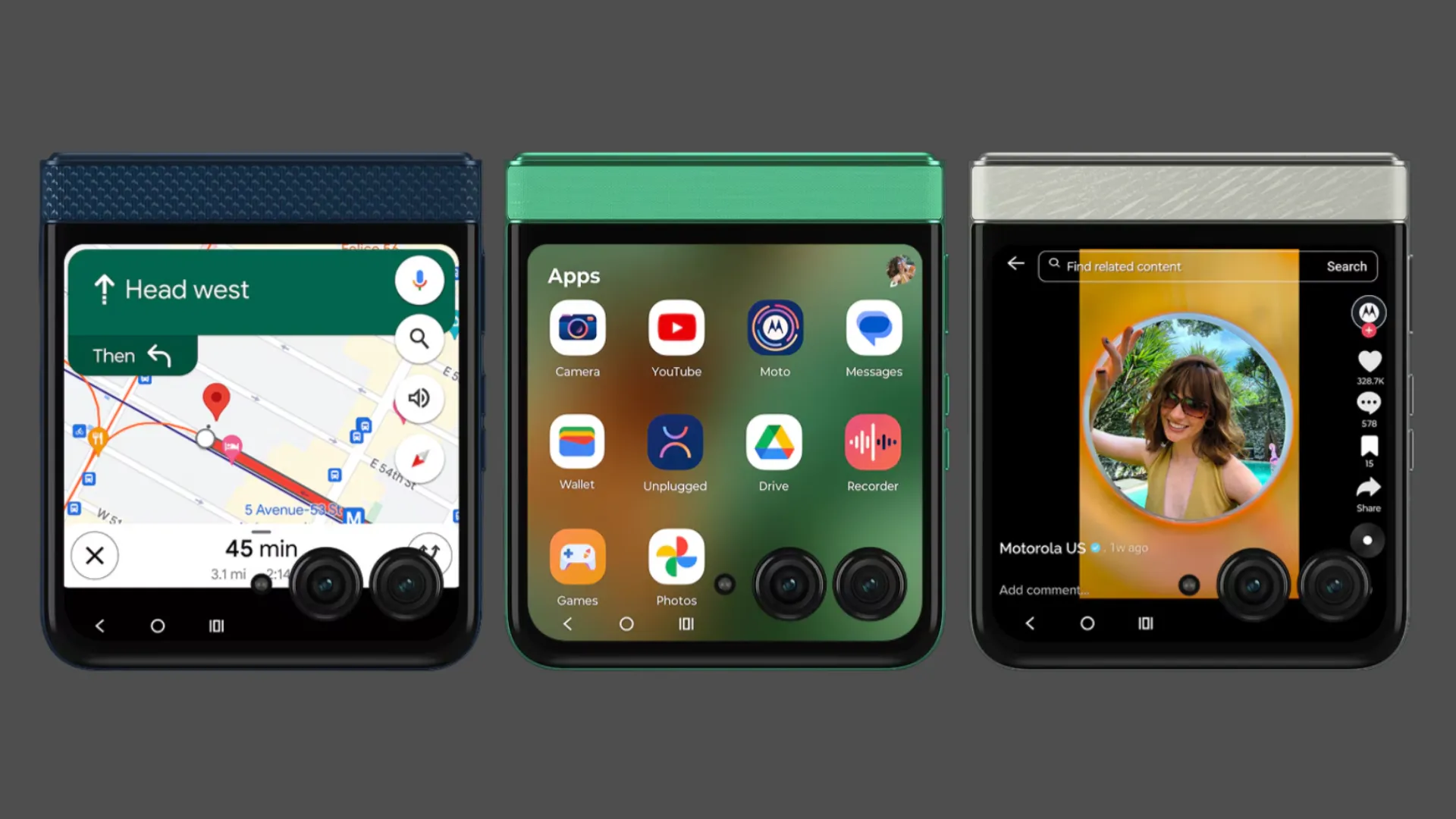 Giao diện Hello UI của Motorola trên màn hình phụ Moto Razr 2025