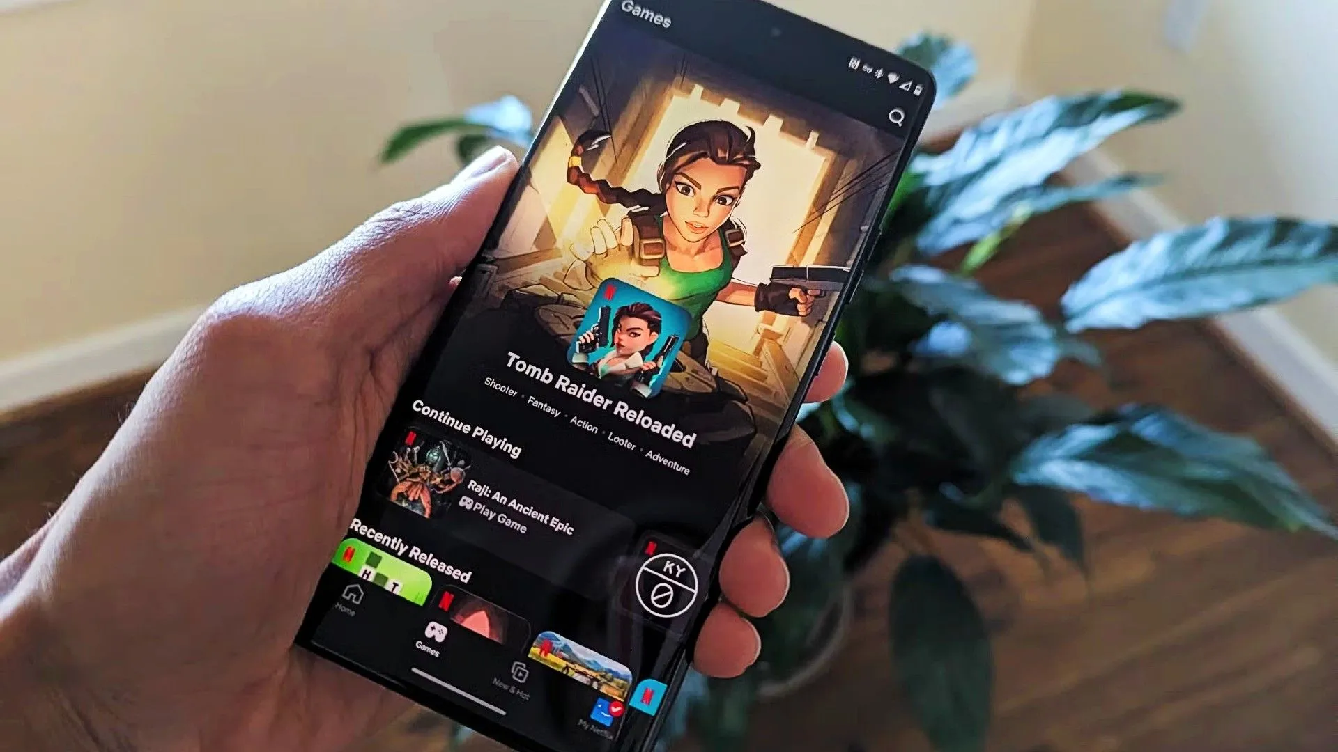 Giao diện phần trò chơi trên ứng dụng Netflix, thể hiện khả năng truy cập game qua dịch vụ đám mây trên thiết bị Android