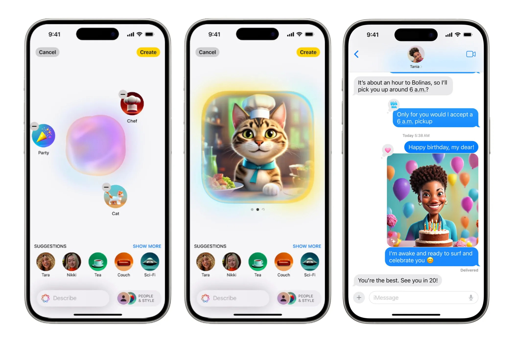 Giao diện tính năng Image Playground đang hoạt động trên iPhone, tạo hình ảnh minh họa cho playlist Apple Music