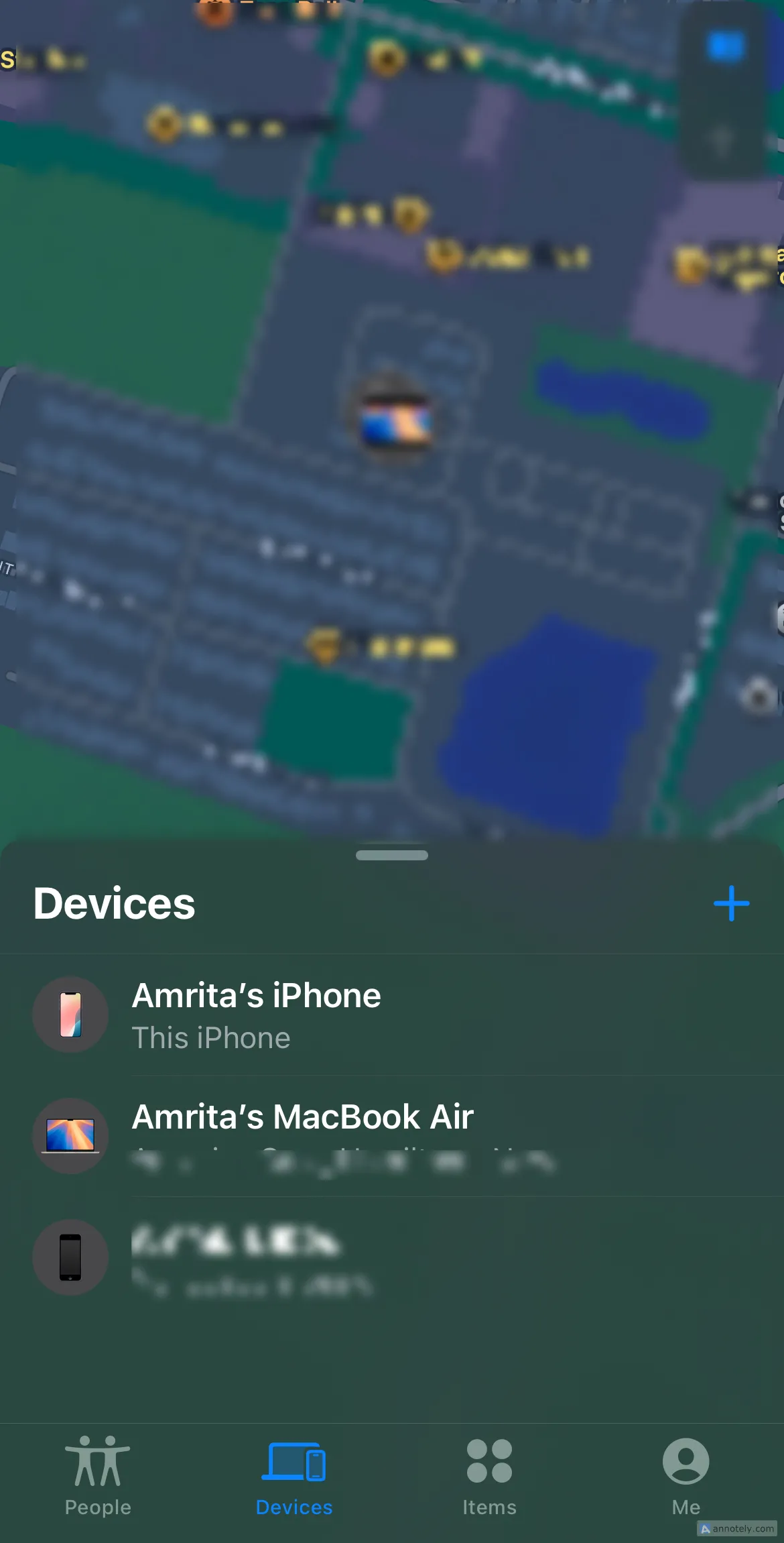 Giao diện ứng dụng Find My trên iPhone
