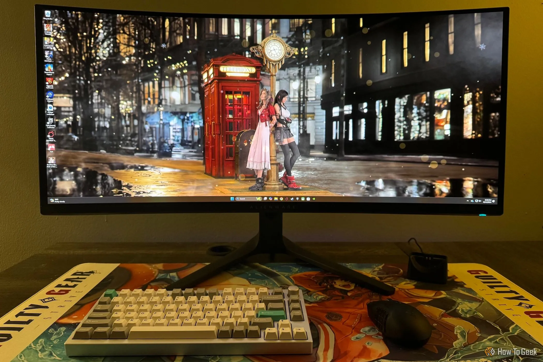 Góc làm việc với màn hình chơi game siêu rộng (Ultrawide) cong