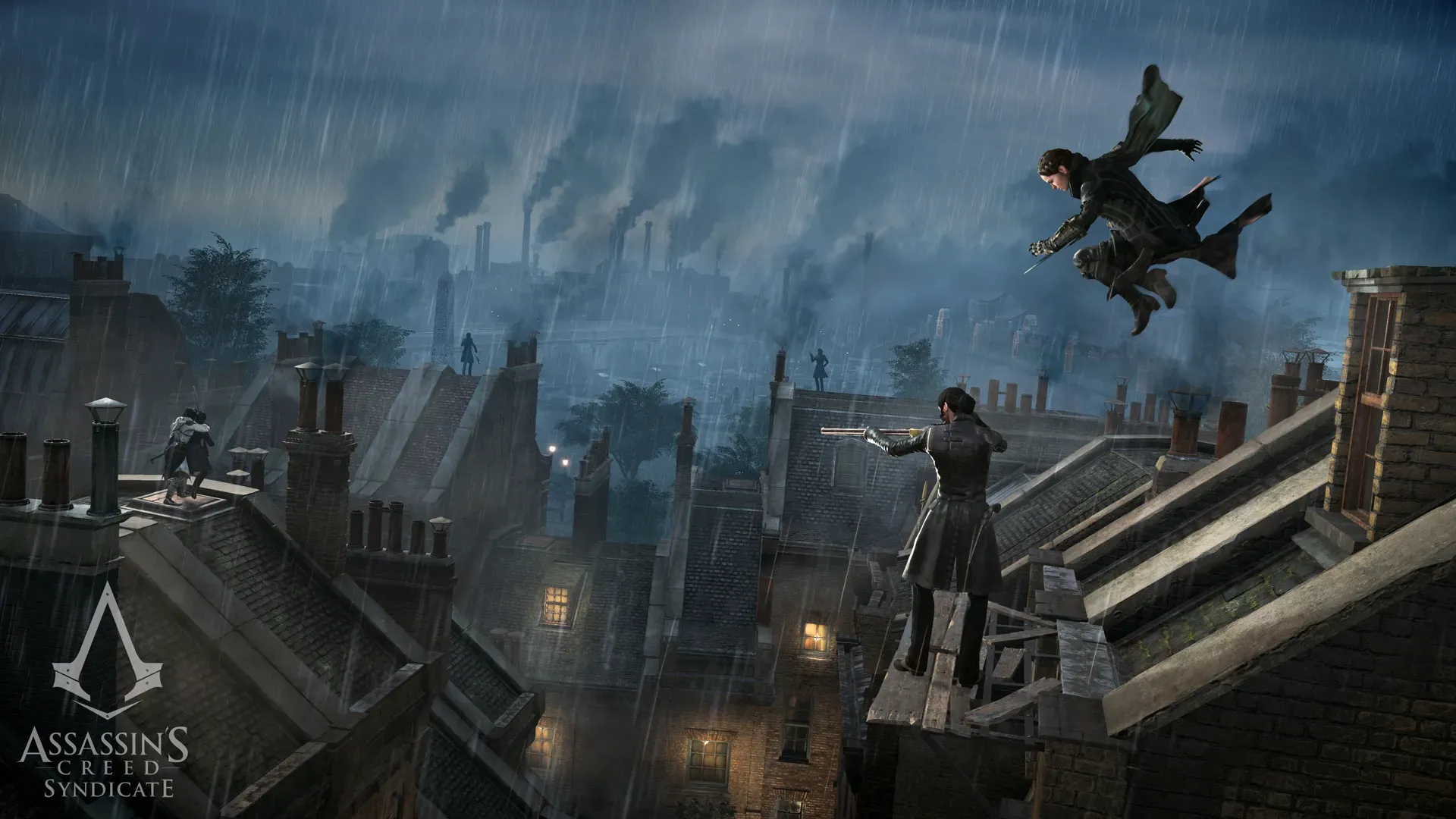 Hai nhân vật chính Jacob và Evie Frye trong Assassin's Creed Syndicate giữa lòng London công nghiệp