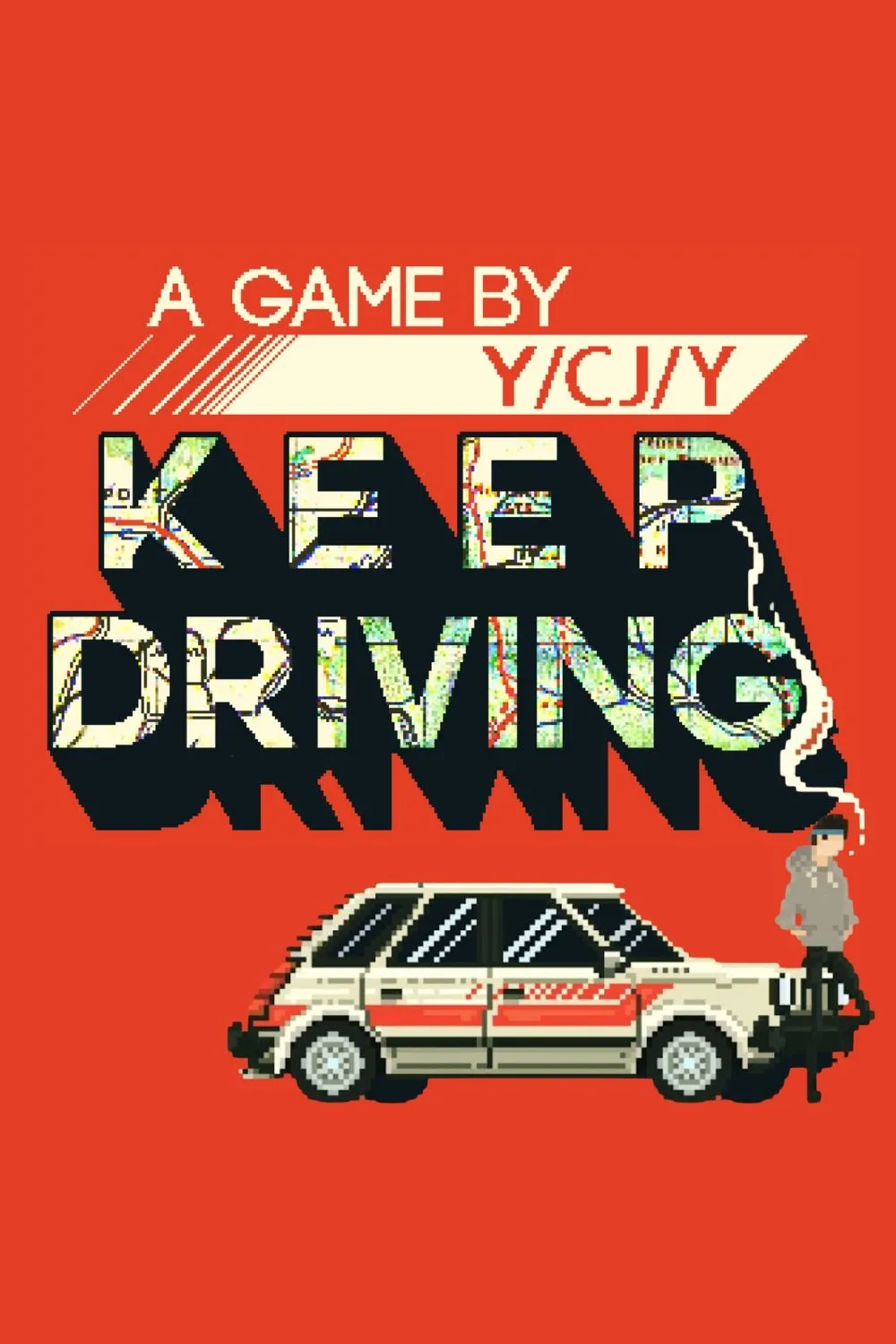 Hình ảnh bìa game Keep Driving với một chiếc ô tô cổ điển trên con đường mở rộng