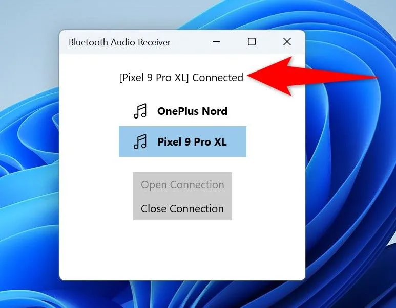 Kết nối Bluetooth đã được thiết lập thành công trên Windows 11