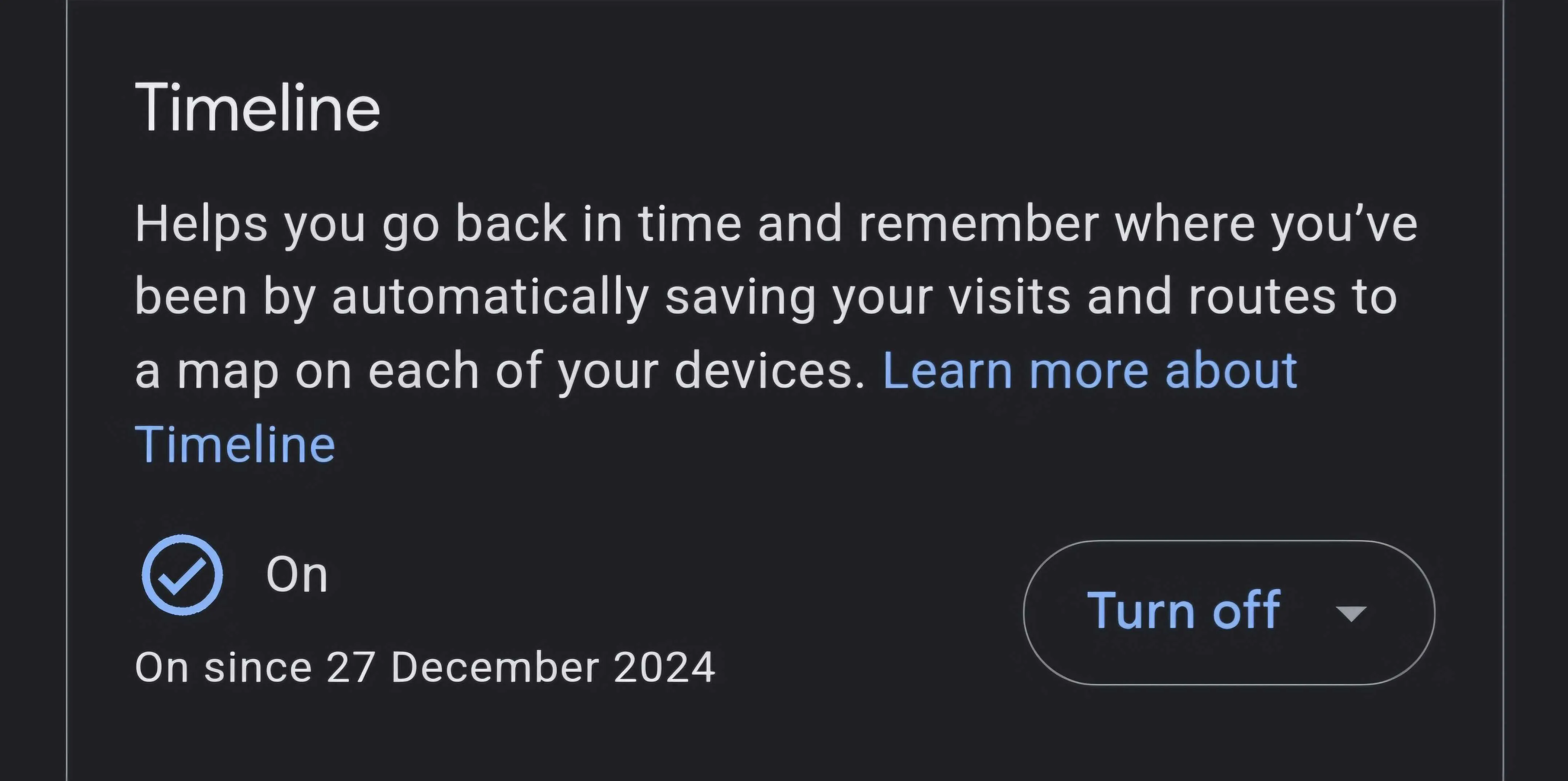 Kích hoạt tính năng Dòng thời gian (Timeline) trong cài đặt tài khoản Google Maps