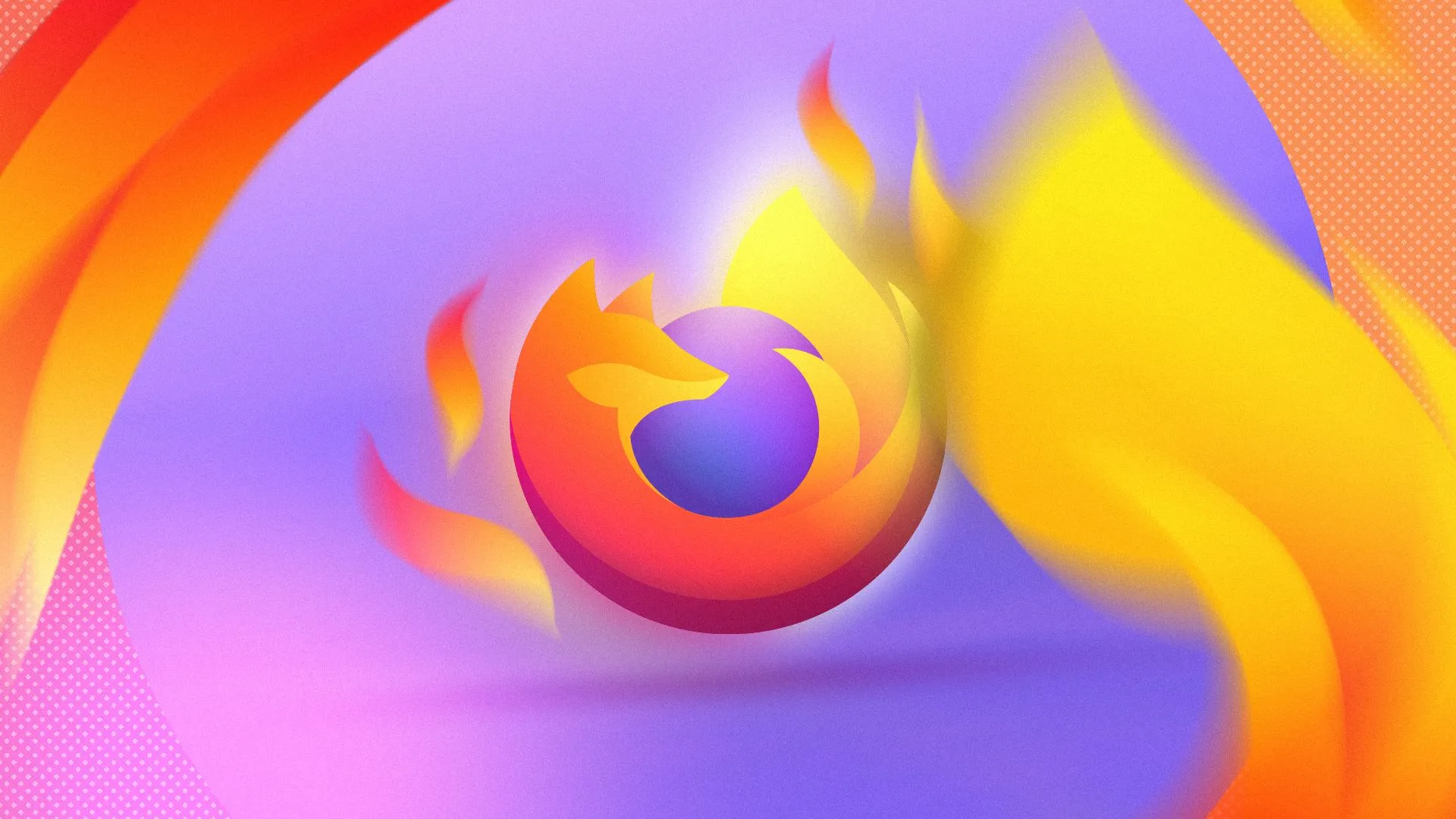 Logo Firefox ở trung tâm với ngọn lửa bao quanh.