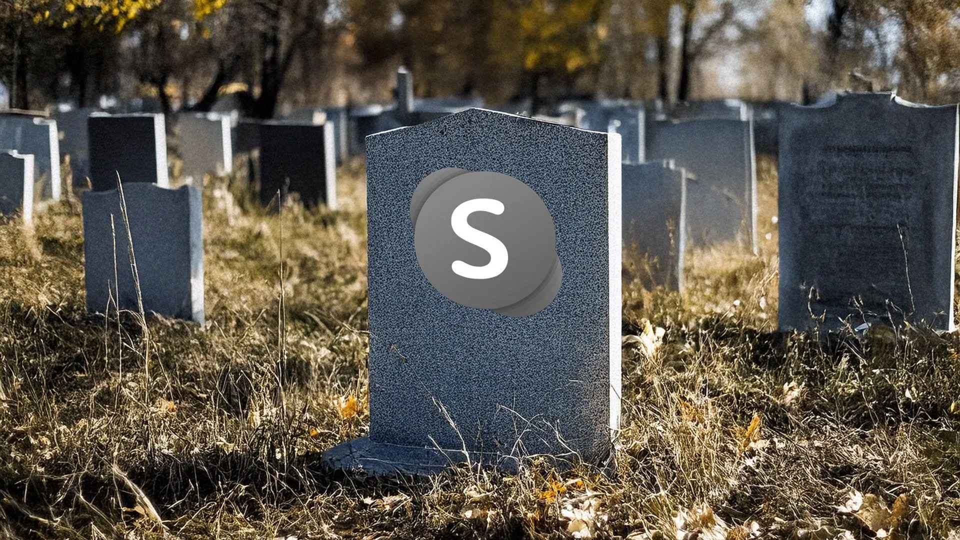 Logo Skype với dòng chữ &quot;cái chết của Skype&quot;
