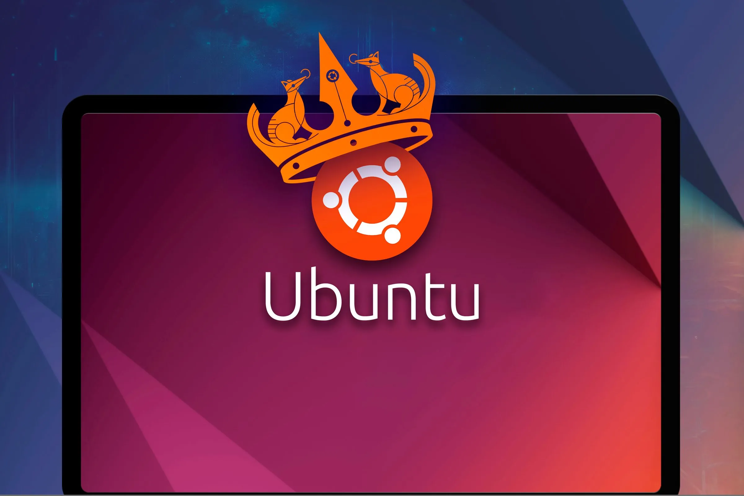 Màn hình hiển thị logo Ubuntu và tên mã phiên bản &quot;Noble Numbat&quot;, tượng trưng cho các bản phát hành Ubuntu.