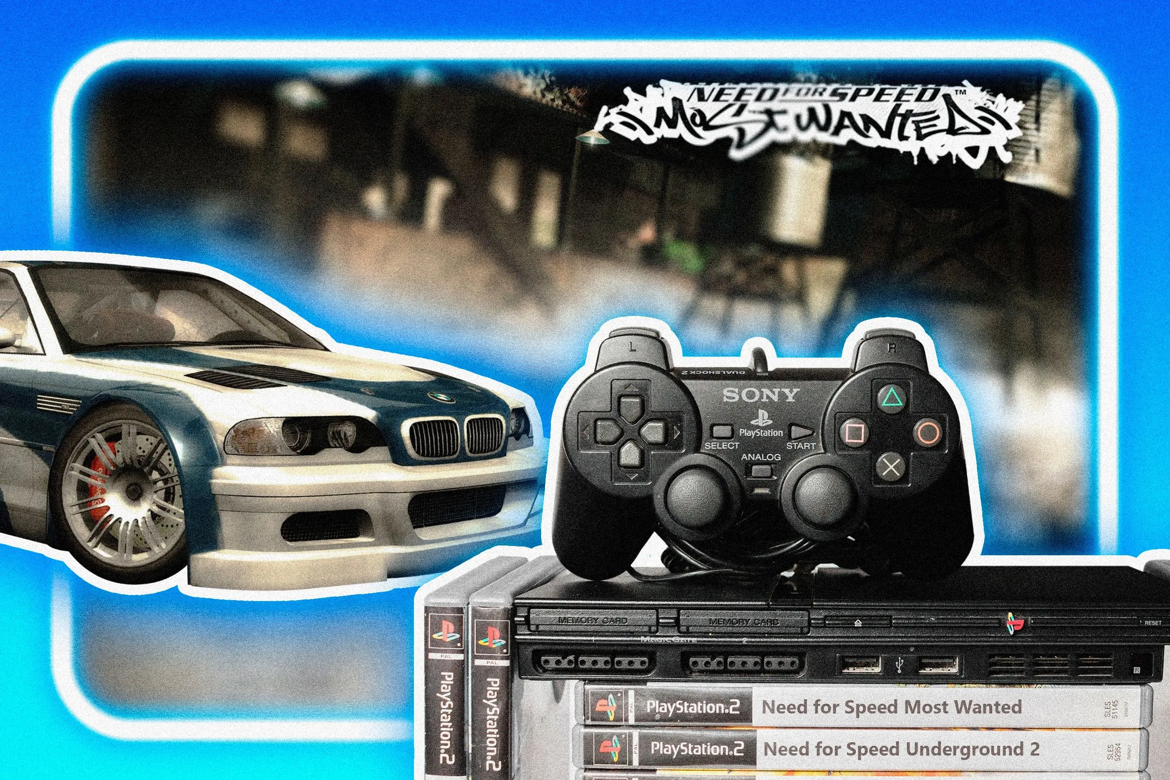 Màn hình khởi động của tựa game Need for Speed Most Wanted (2005) nổi tiếng, với hệ thống truy đuổi và hình phạt nghiêm khắc