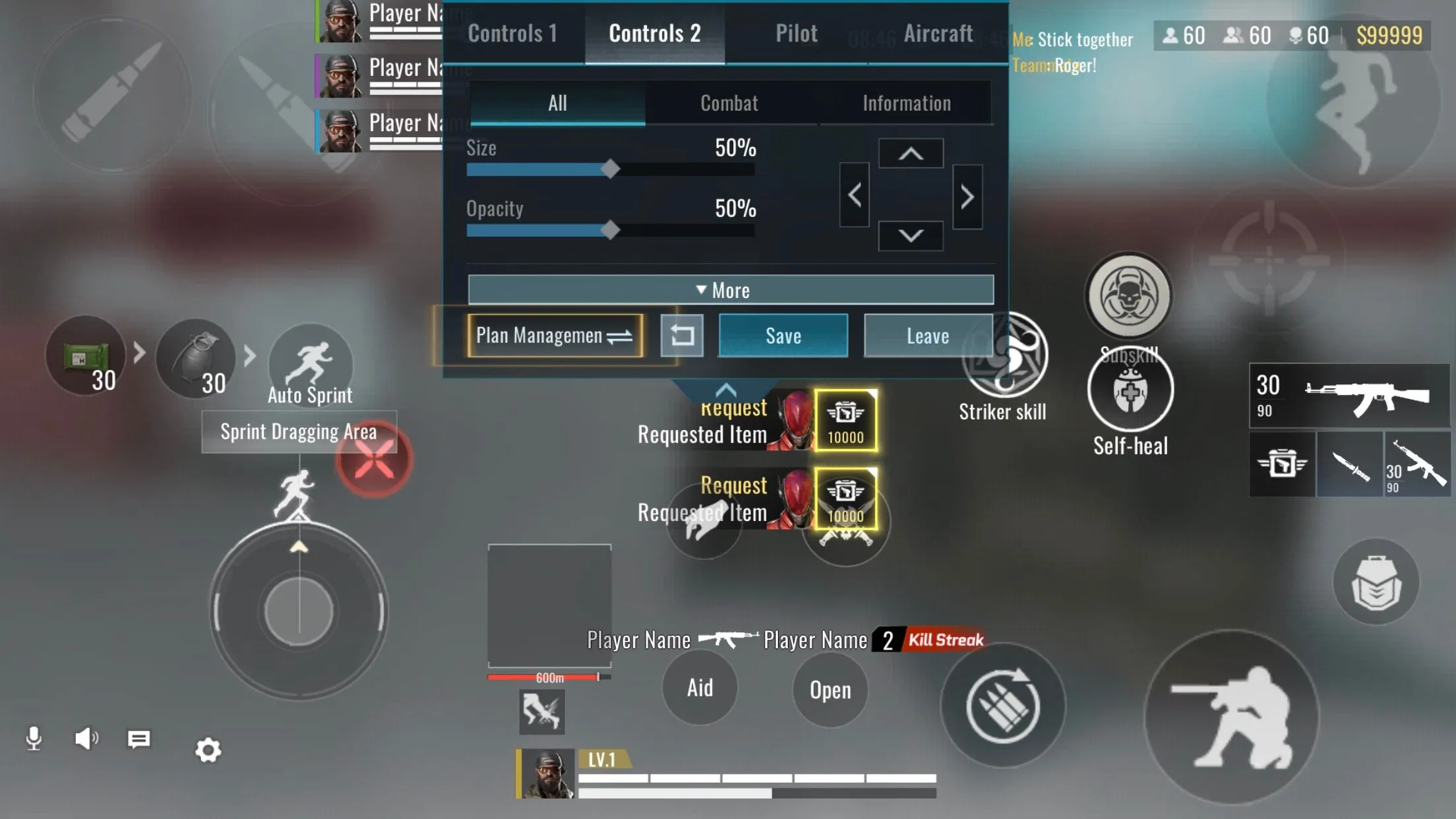 Màn hình tùy chỉnh điều khiển game trên điện thoại iPhone cho Blood Strike