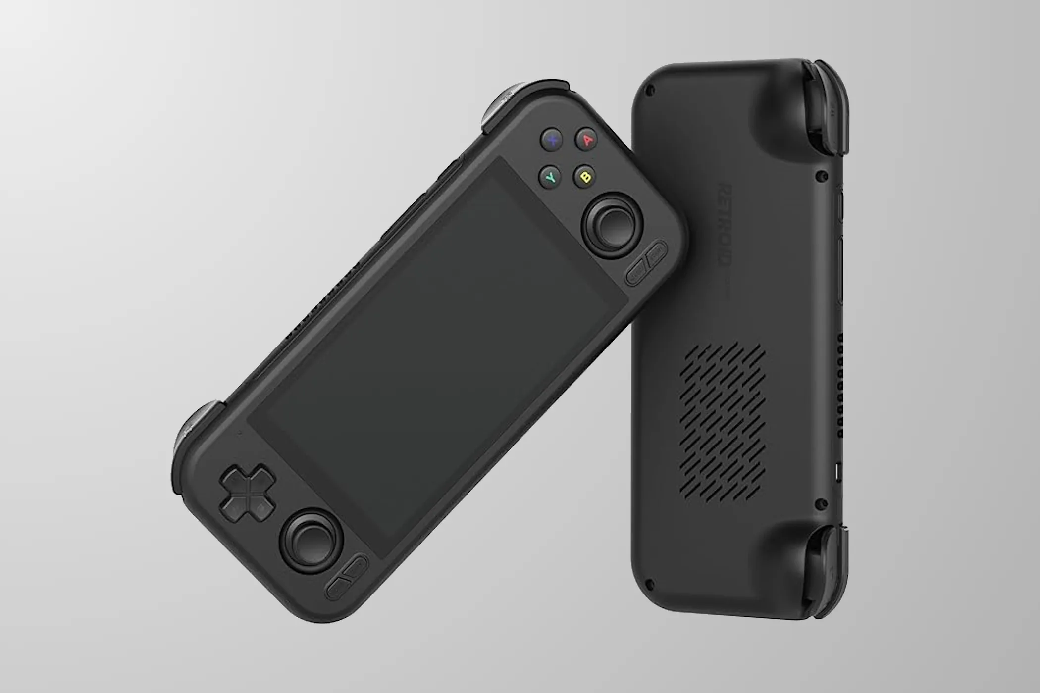 Máy giả lập cầm tay Retroid Pocket 4 hiển thị màn hình game retro với nút điều khiển