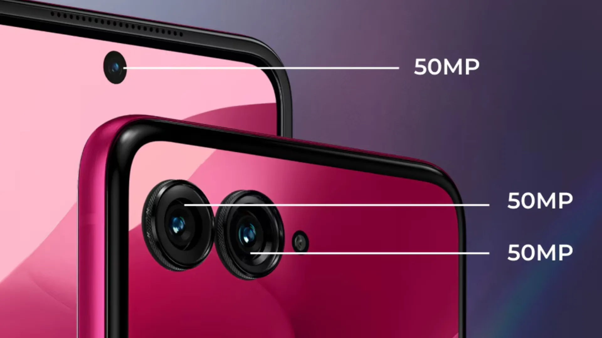 Minh họa cụm ba camera 50MP trên Motorola Razr Ultra